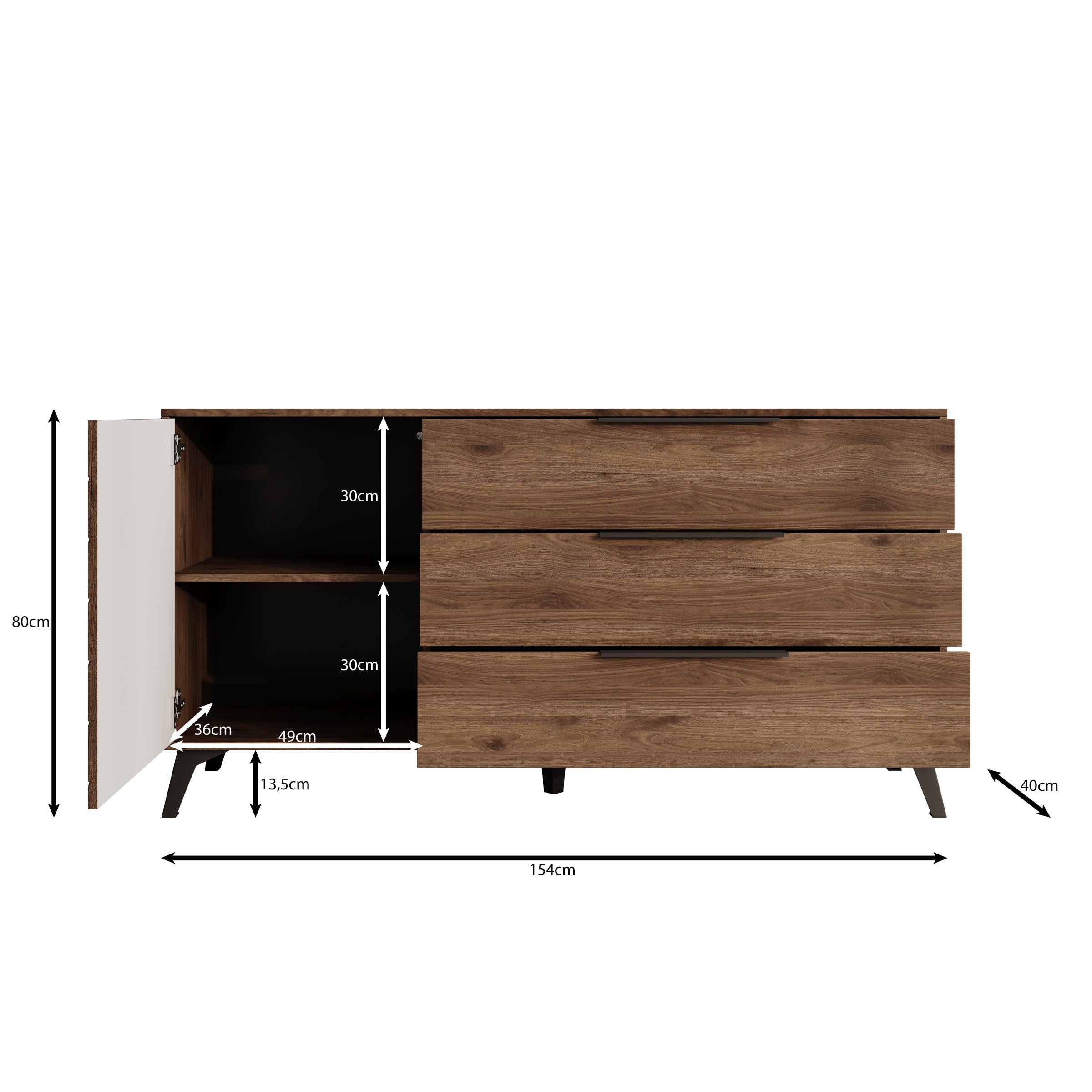 Xiano - Dressoir - Donker eikenpatroon - 154x40x80 cm