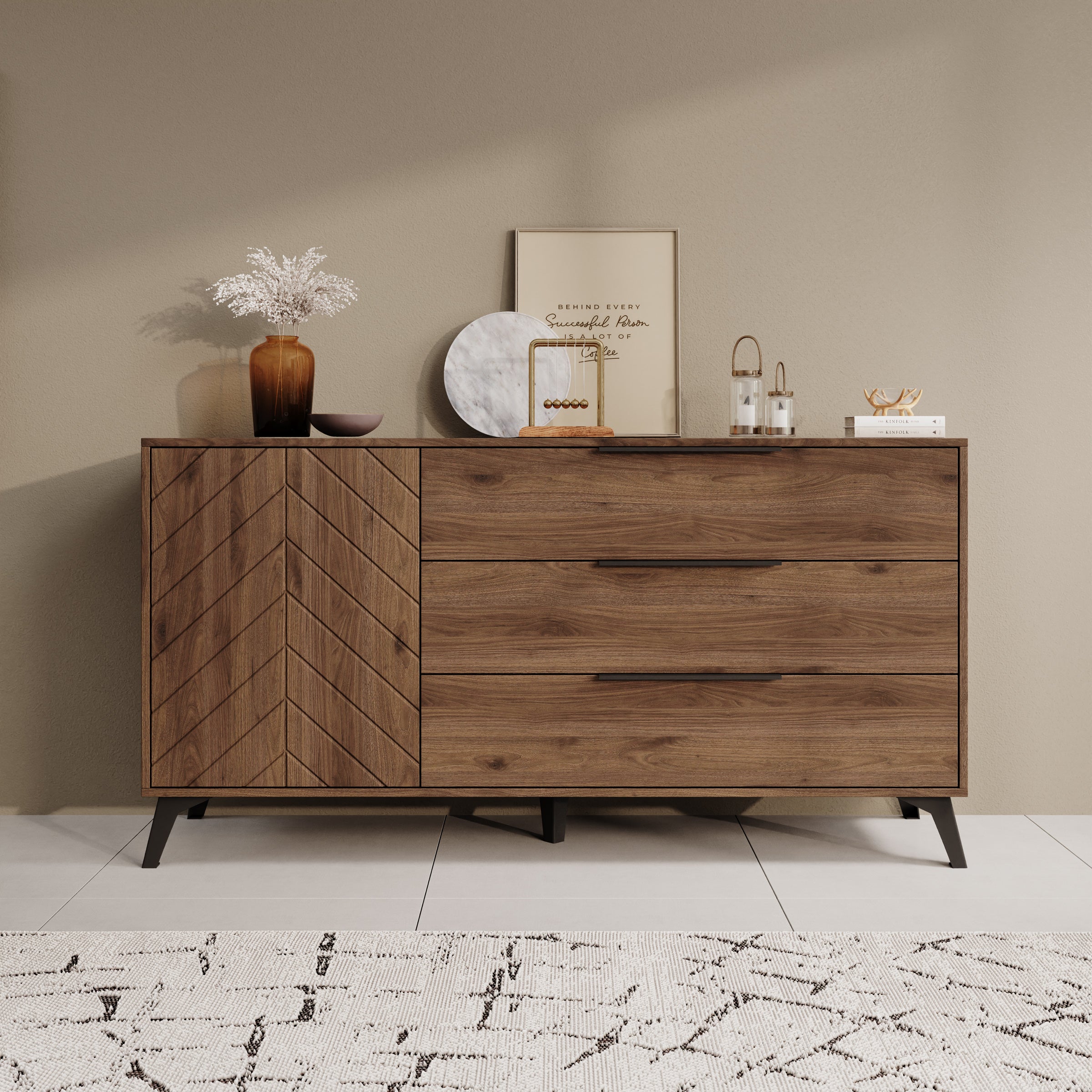 Xiano - Dressoir - Donker eikenpatroon - 154x40x80 cm