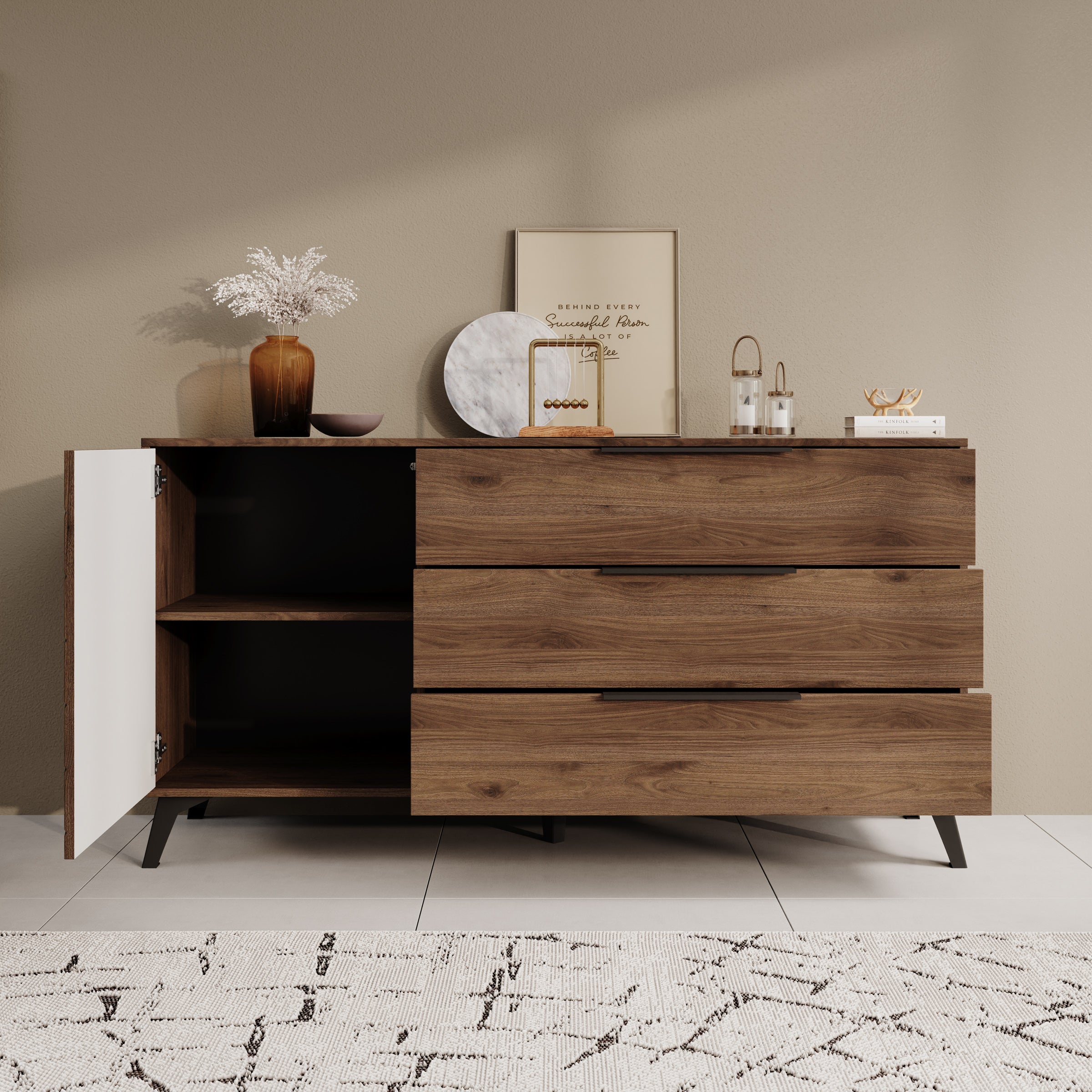 Xiano - Dressoir - Donker eikenpatroon - 154x40x80 cm