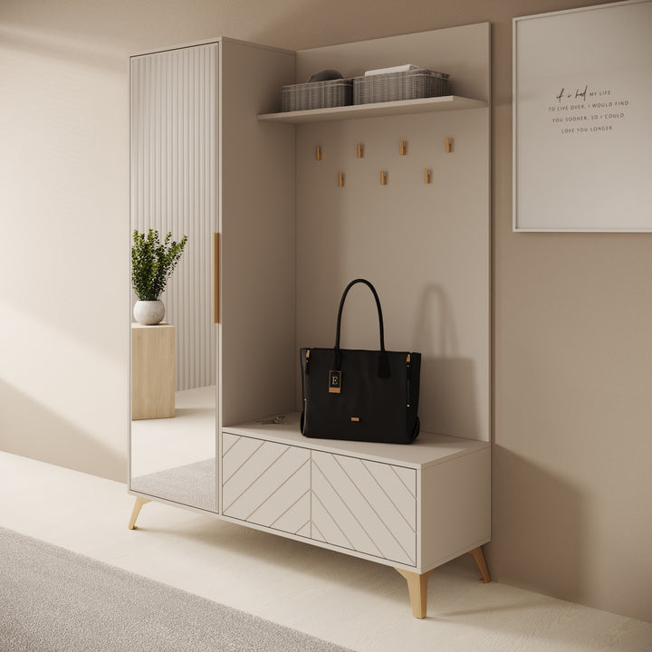 Xiano - Halkast met deur - Beige - 134x40x180 cm