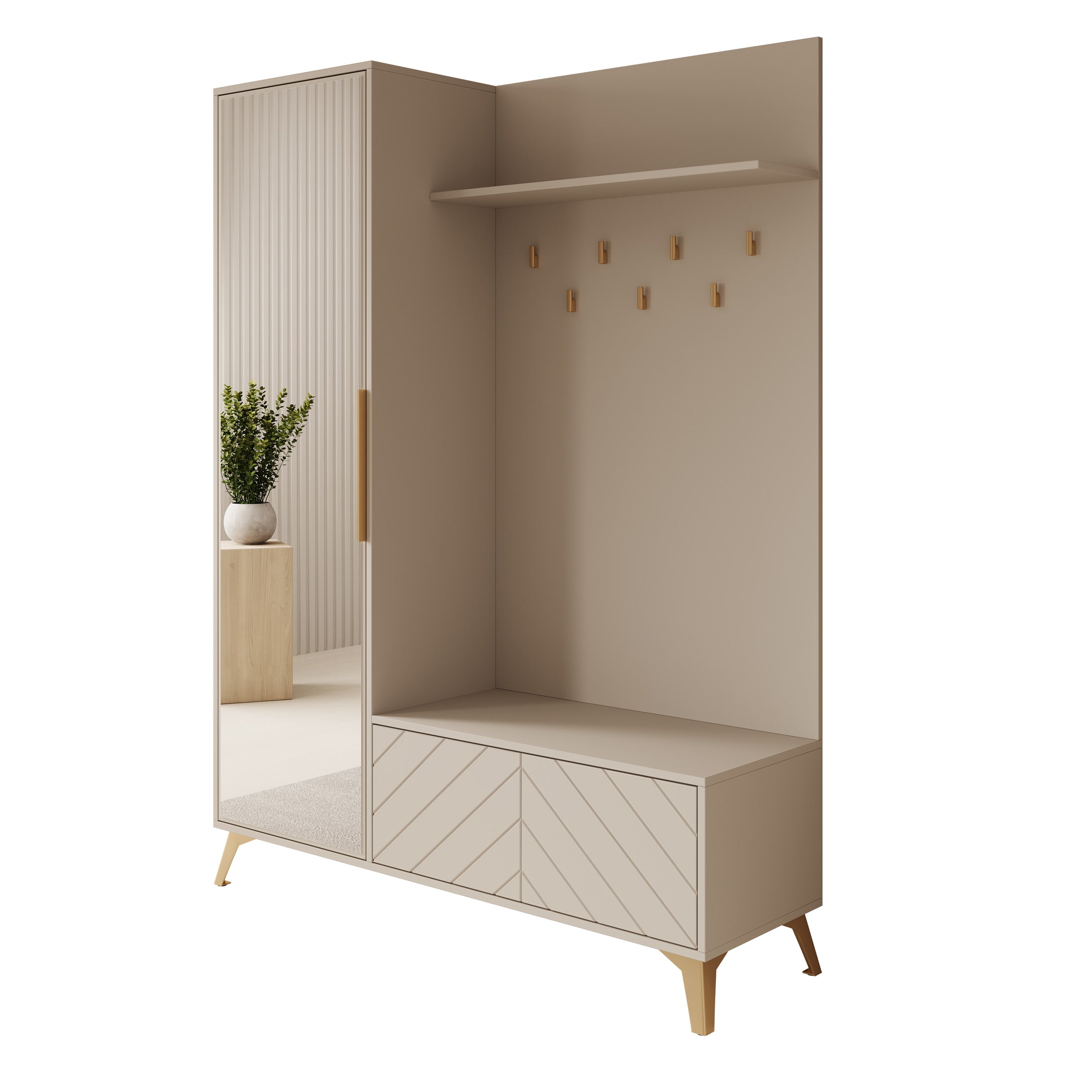 Xiano - Halkast met deur - Beige - 134x40x180 cm
