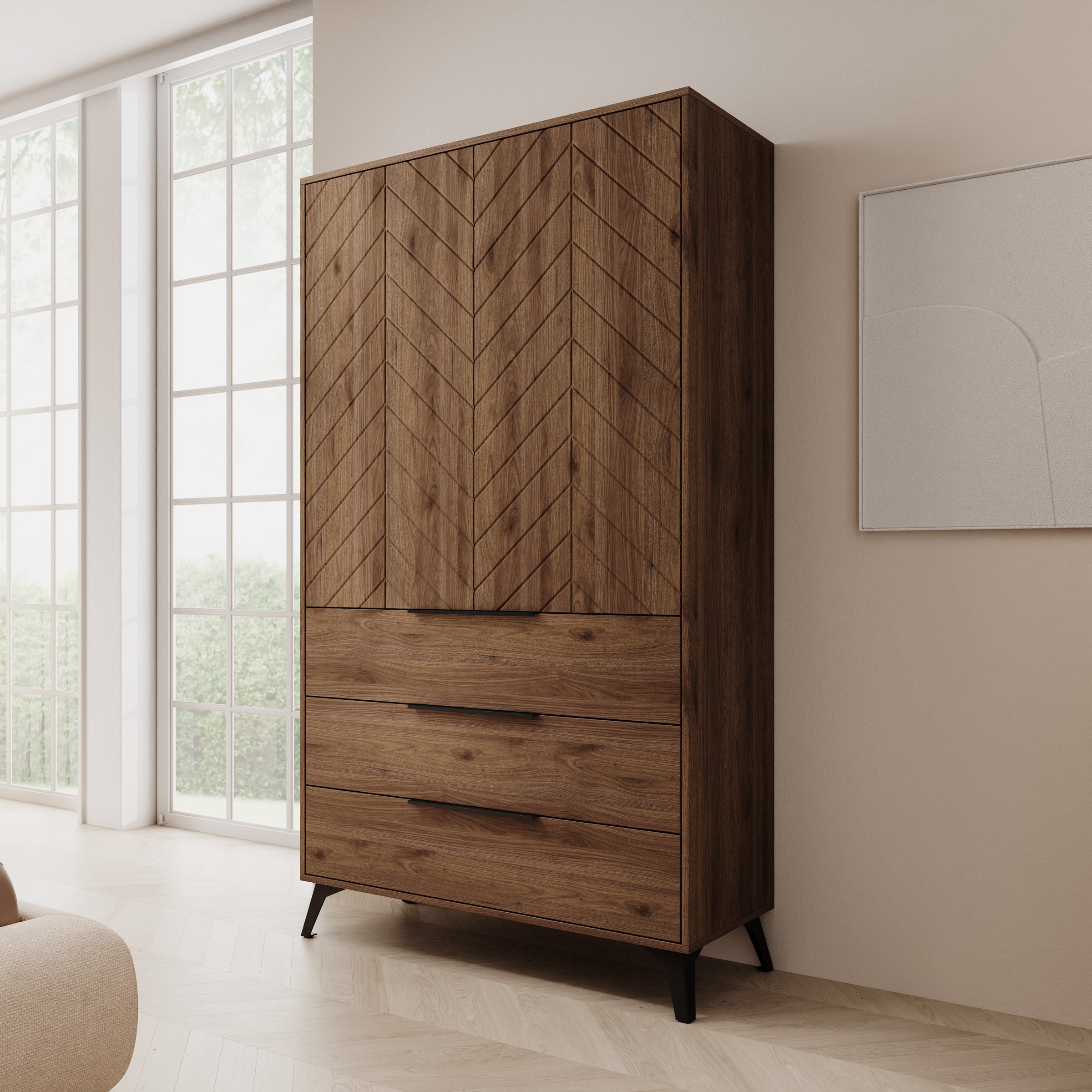Xiano - Kledingkast 2 deurs - Donker eikenpatroon - 104x40x180 cm