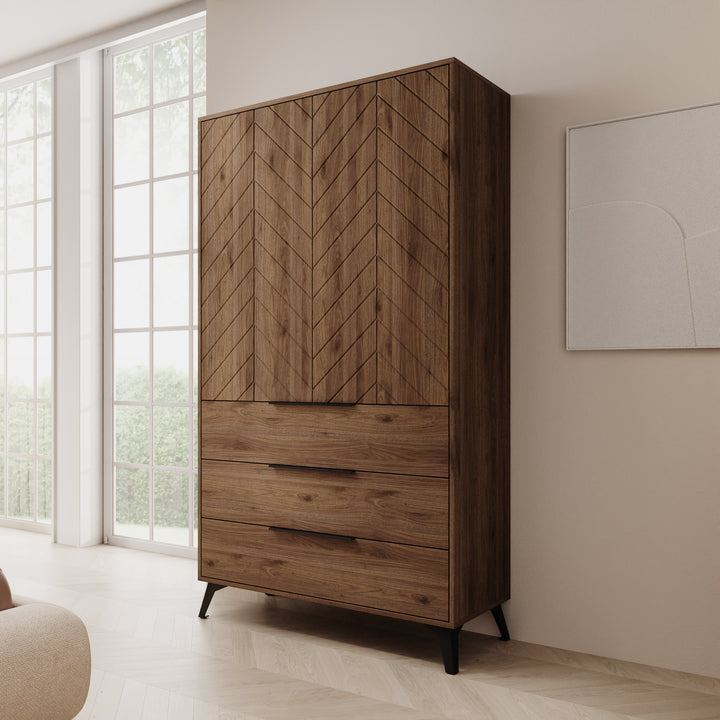 Xiano - Kledingkast 2 deurs - Donker eikenpatroon - 104x40x180 cm