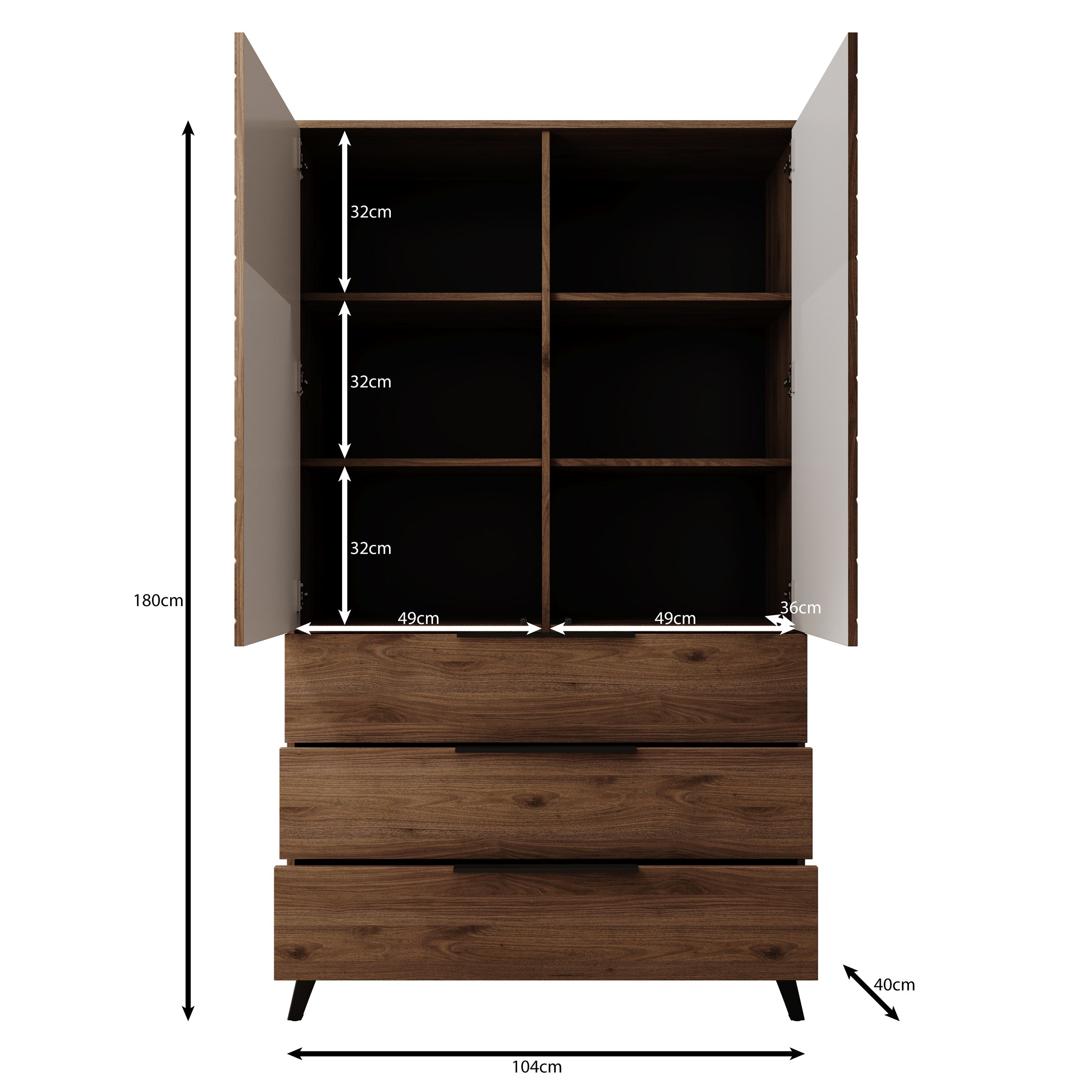 Xiano - Kledingkast 2 deurs - Donker eikenpatroon - 104x40x180 cm
