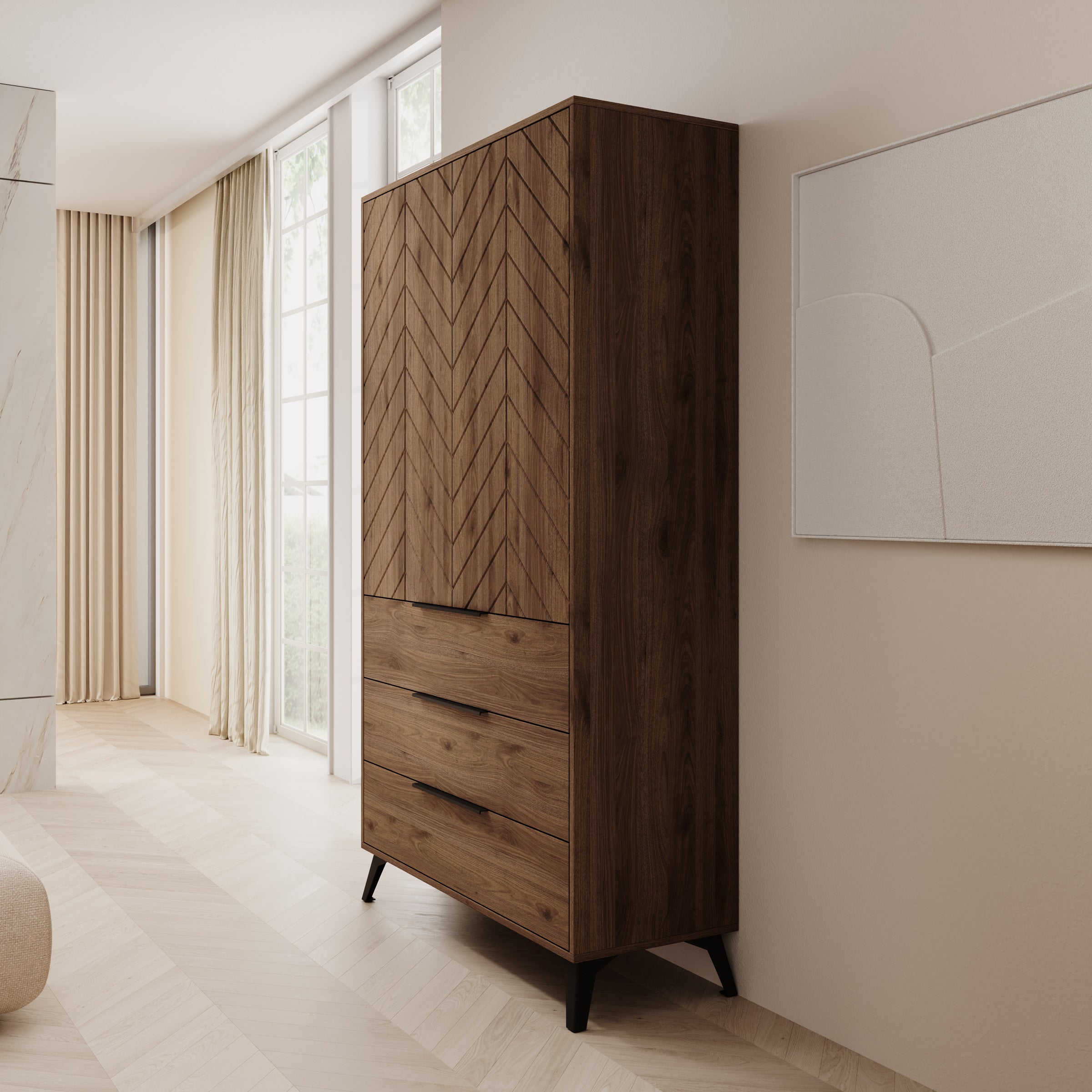 Xiano - Kledingkast 2 deurs - Donker eikenpatroon - 104x40x180 cm