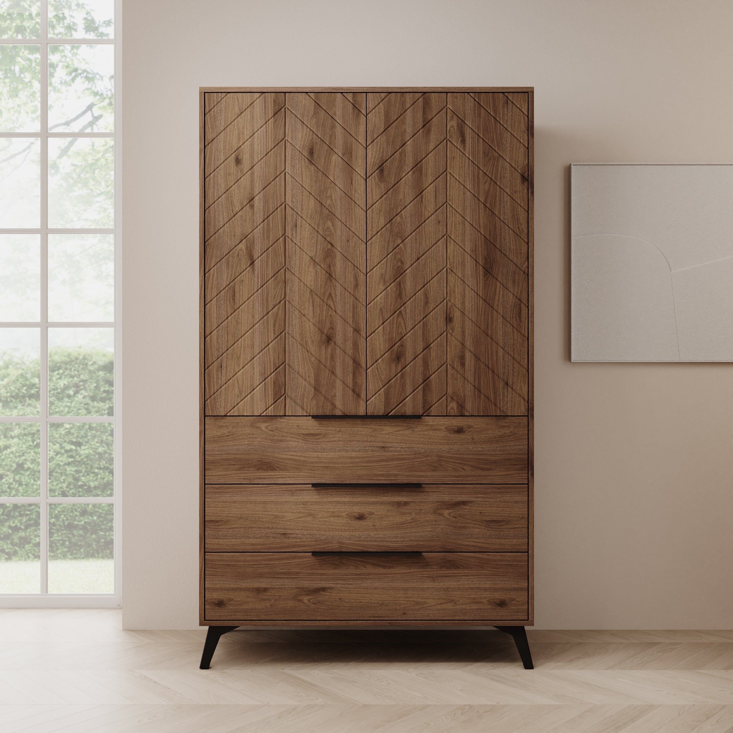 Xiano - Kledingkast 2 deurs - Donker eikenpatroon - 104x40x180 cm