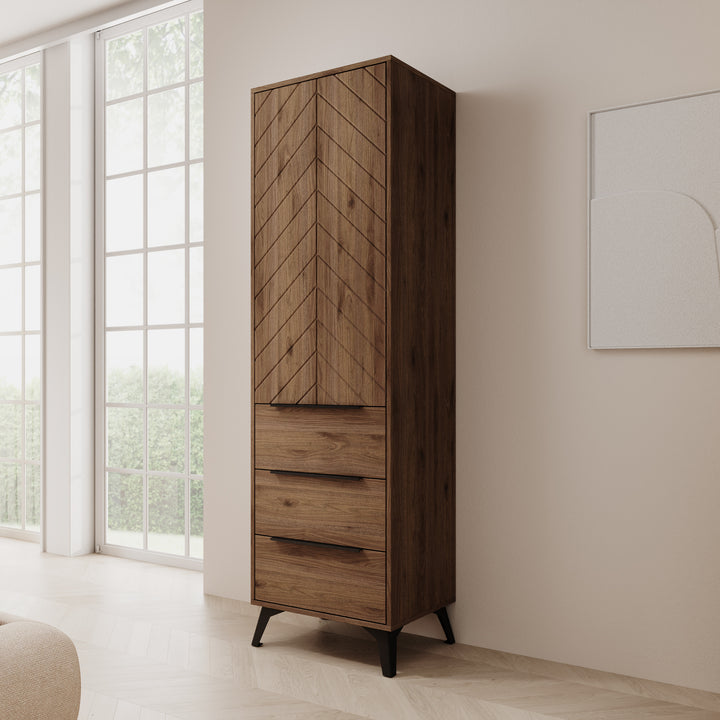 Xiano - Kledingkast met lades - Donker eikenpatroon - 54x40x180 cm
