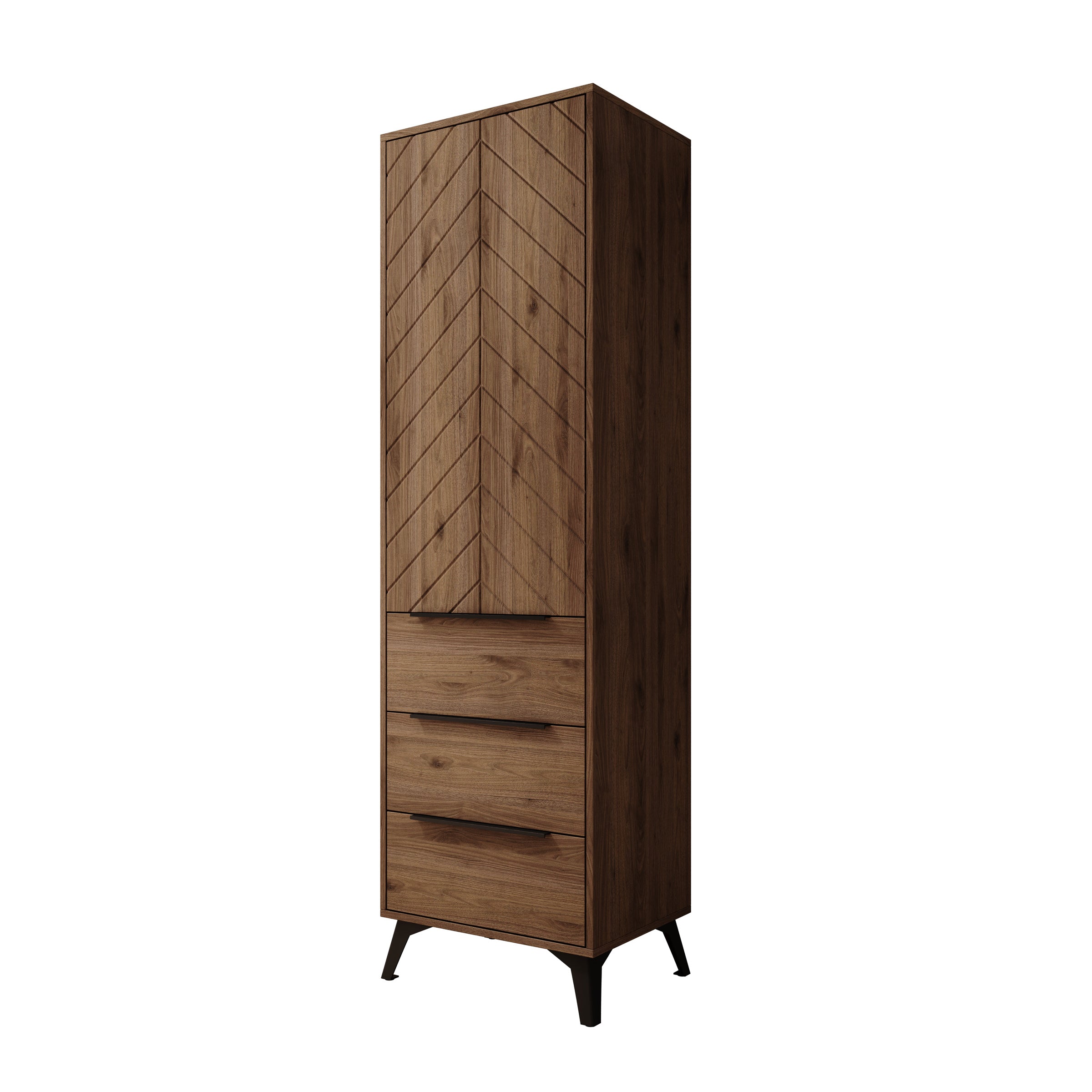 Xiano - Kledingkast met lades - Donker eikenpatroon - 54x40x180 cm