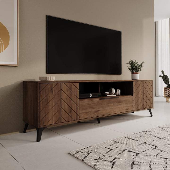 Xiano - TV-Meubel - Donker eikenpatroon - 204x40x60 cm