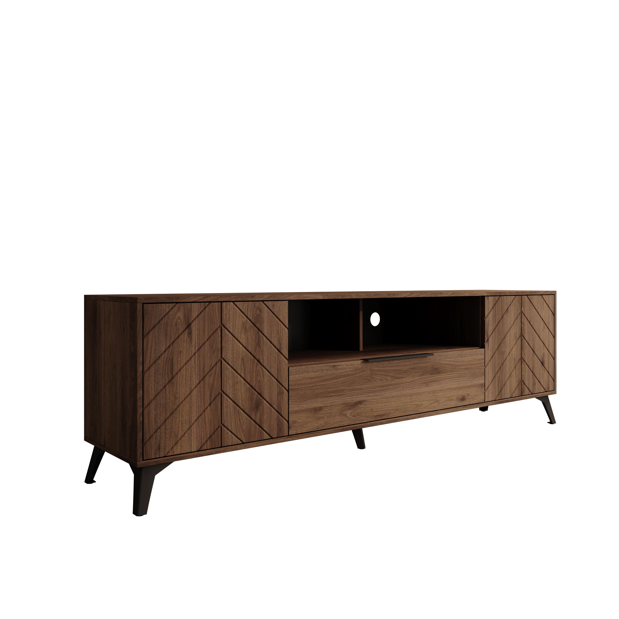 Xiano - TV-Meubel - Donker eikenpatroon - 204x40x60 cm