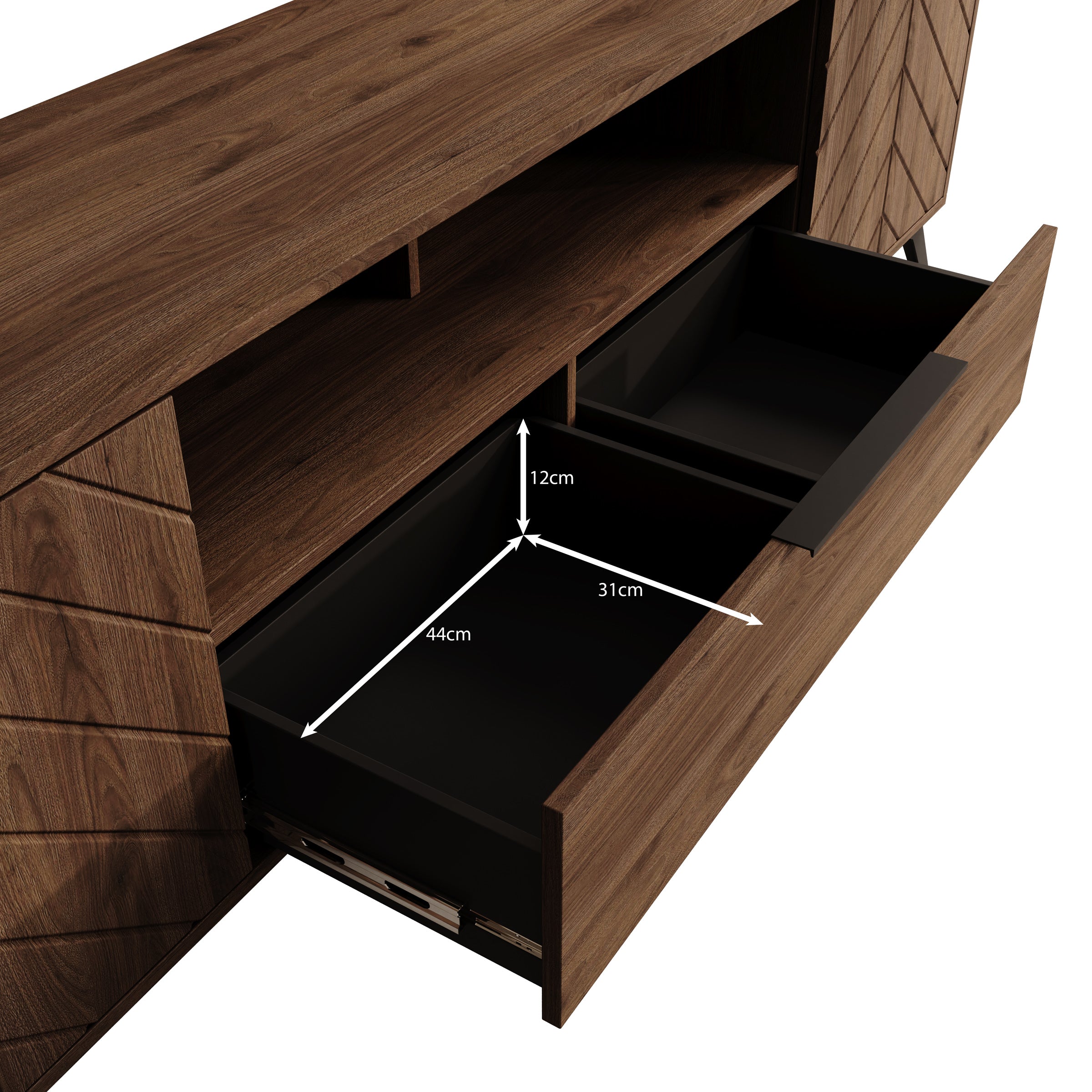 Xiano - TV-Meubel - Donker eikenpatroon - 204x40x60 cm
