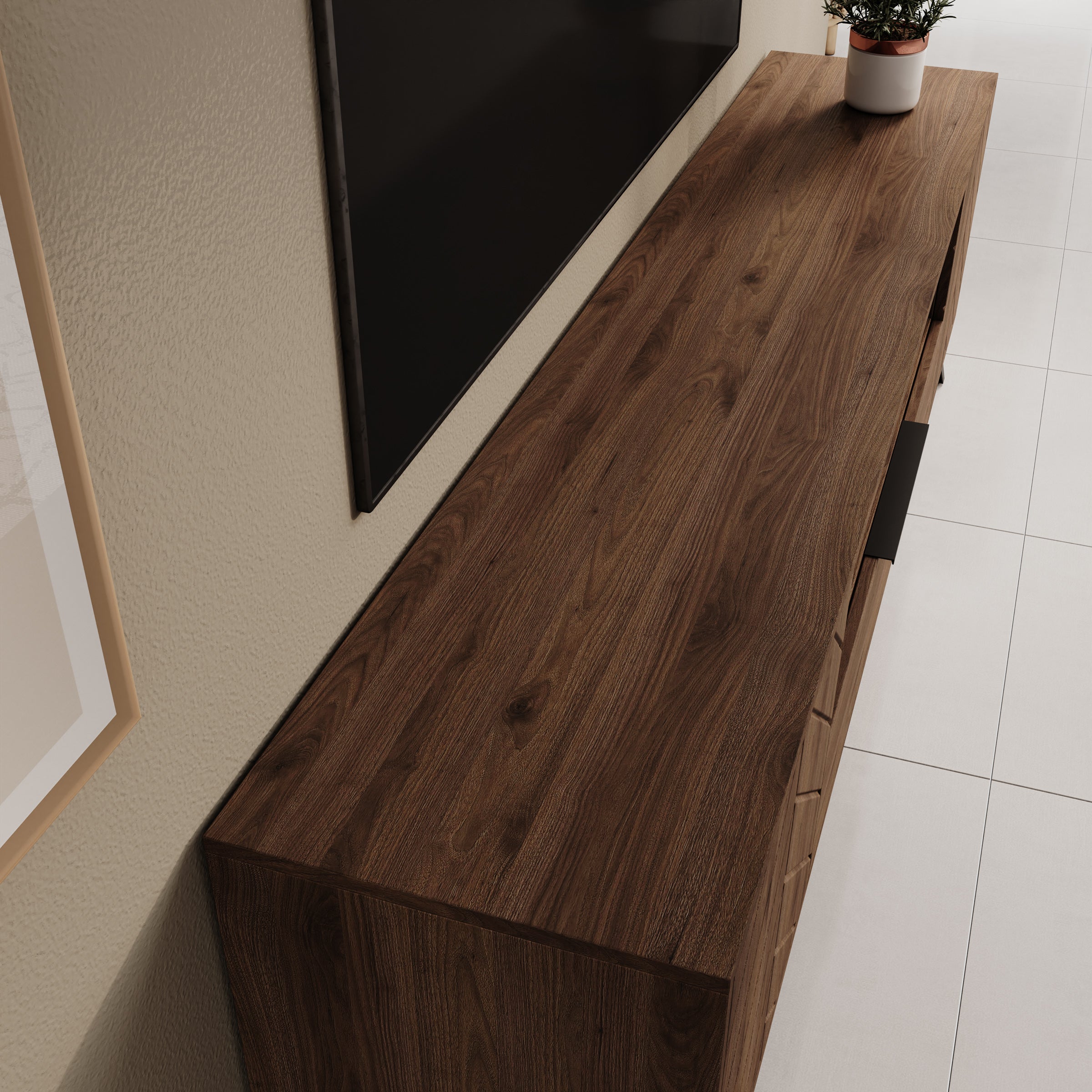 Xiano - TV-Meubel - Donker eikenpatroon - 204x40x60 cm