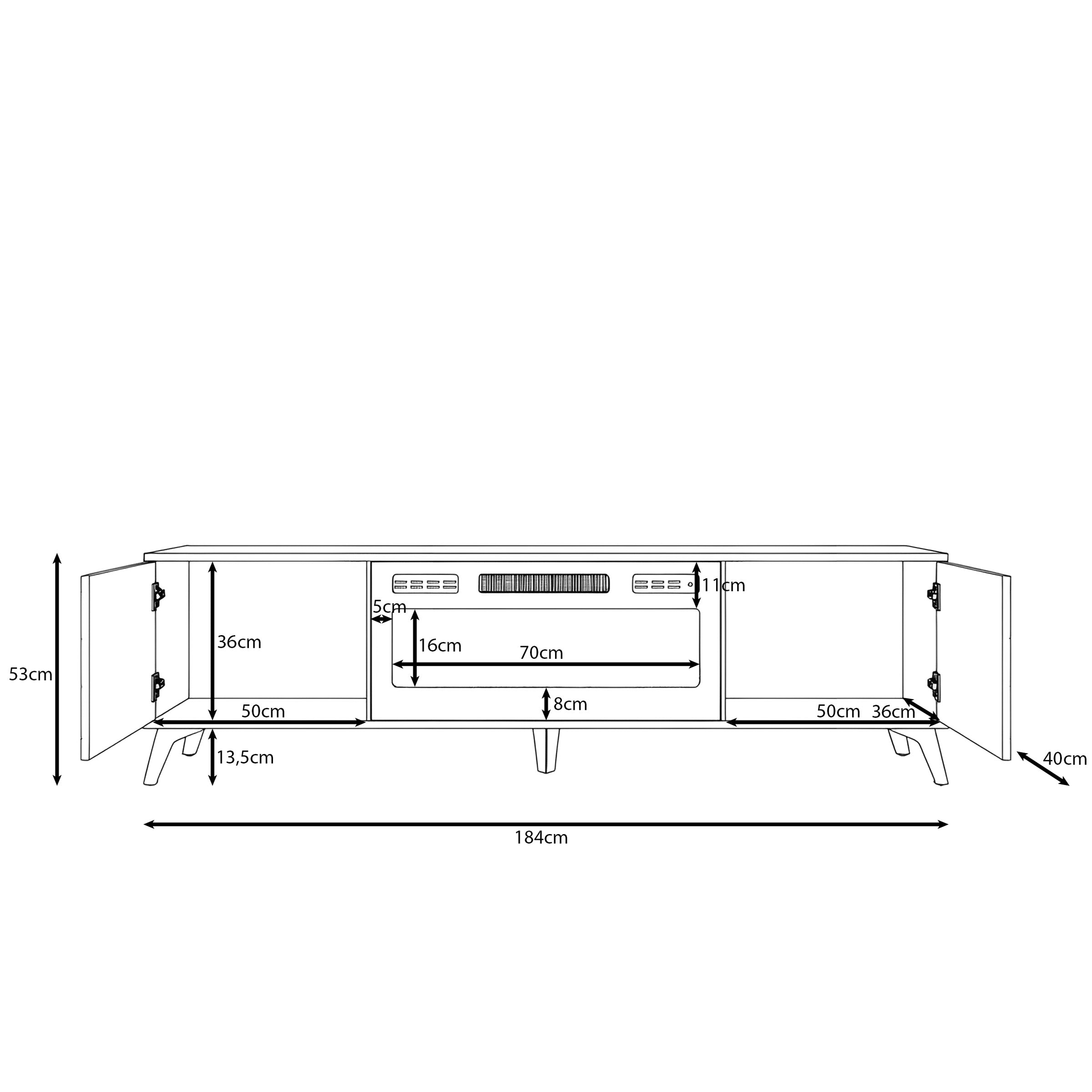 Xiano - TV-Meubel met sfeerhaard - Beige - 184x40x53 cm