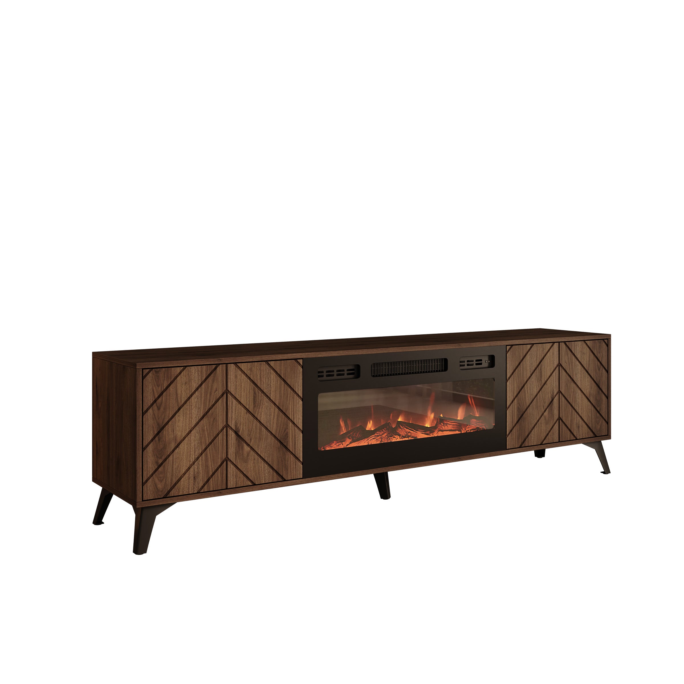 Xiano - TV-Meubel met sfeerhaard - Donker eikenpatroon - 184x40x53 cm
