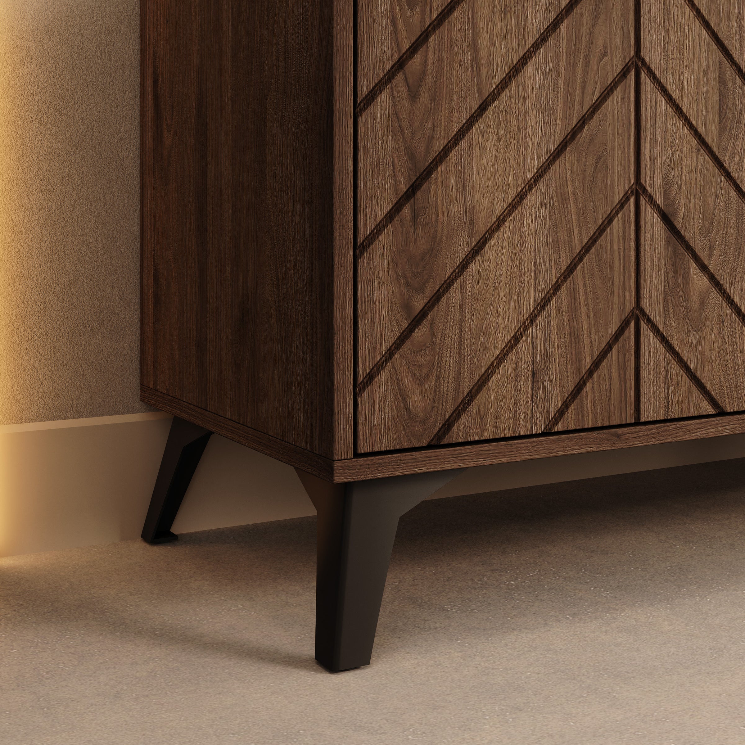 Xiano - TV-Meubel met sfeerhaard - Donker eikenpatroon - 184x40x53 cm