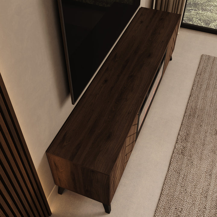 Xiano - TV-Meubel met sfeerhaard - Donker eikenpatroon - 184x40x53 cm
