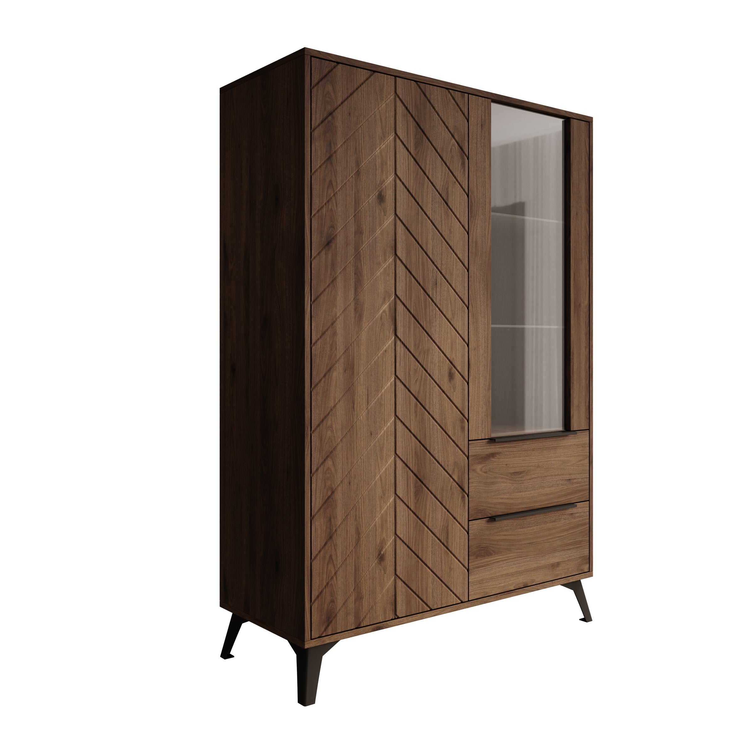 Xiano - Vitrinekast - Donker eikenpatroon - 104x40x150 cm