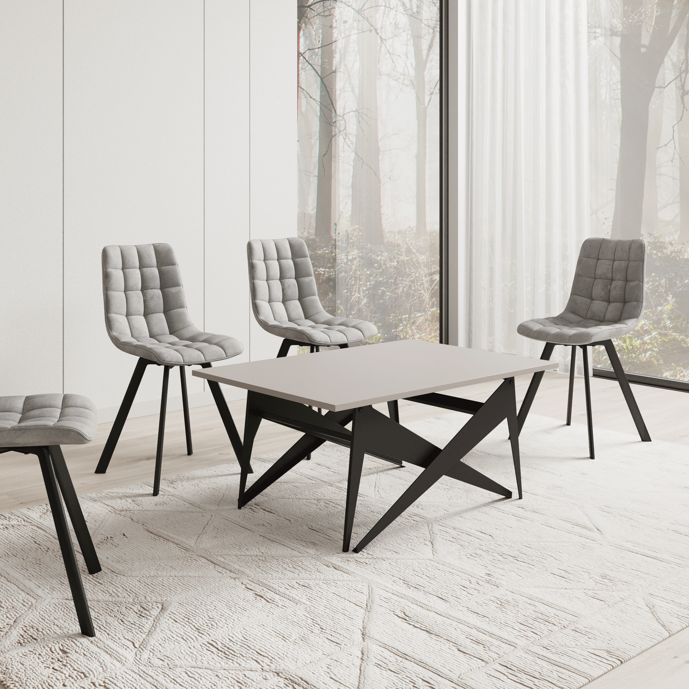 Xyra - Salontafel uitschuifbaar tot eettafel - Beige - 90x70x45 cm