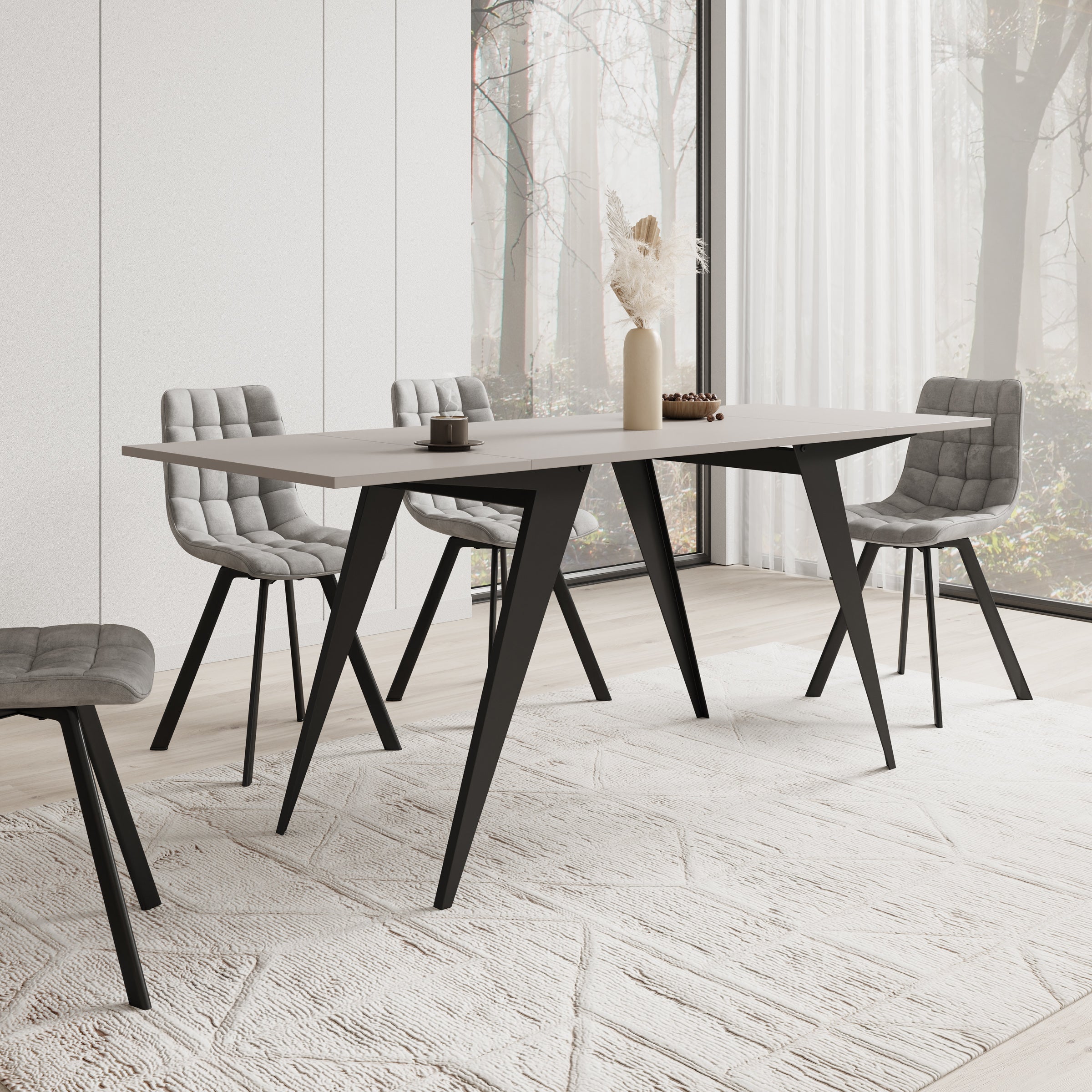 Xyra - Salontafel uitschuifbaar tot eettafel - Beige - 90x70x45 cm