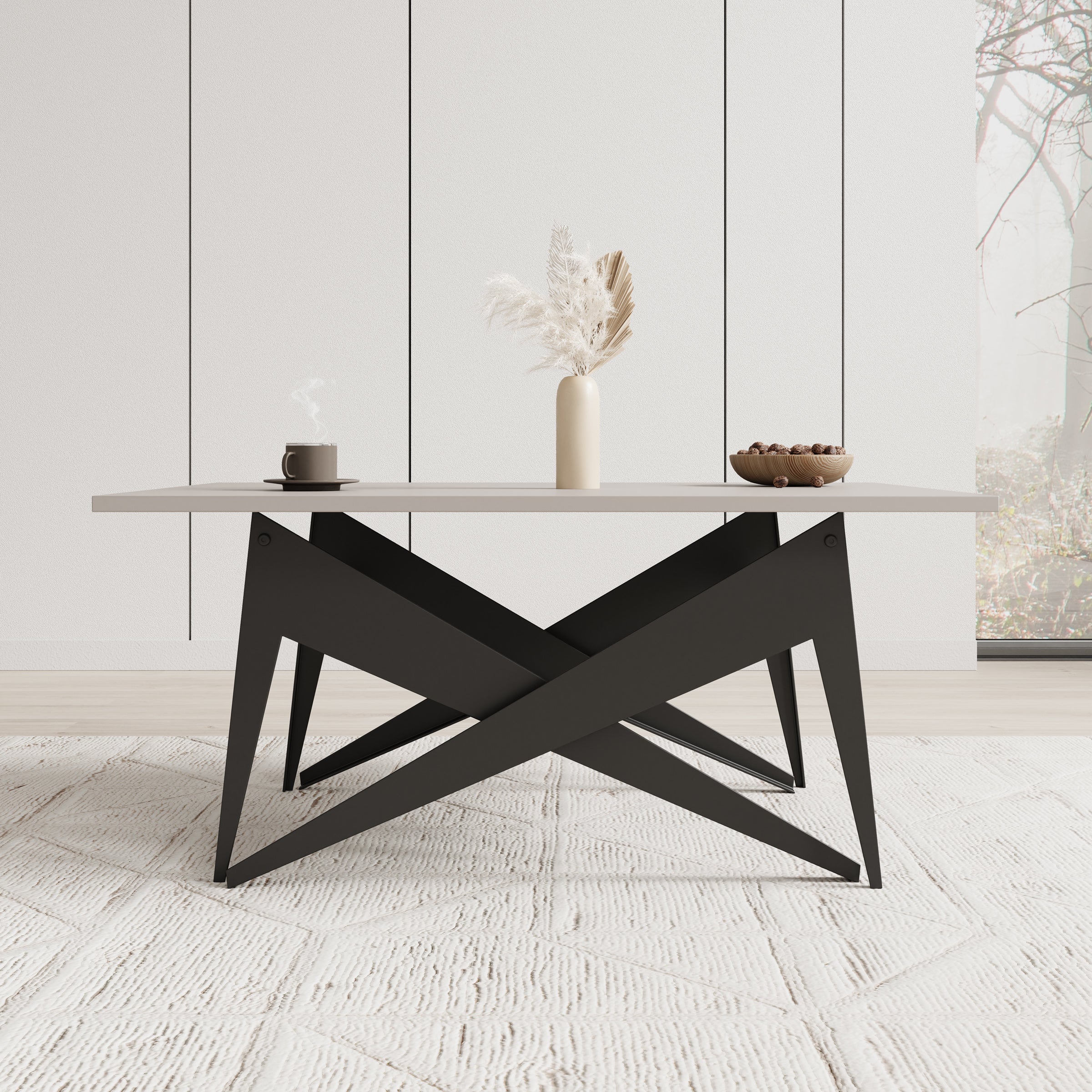 Xyra - Salontafel uitschuifbaar tot eettafel - Beige - 90x70x45 cm