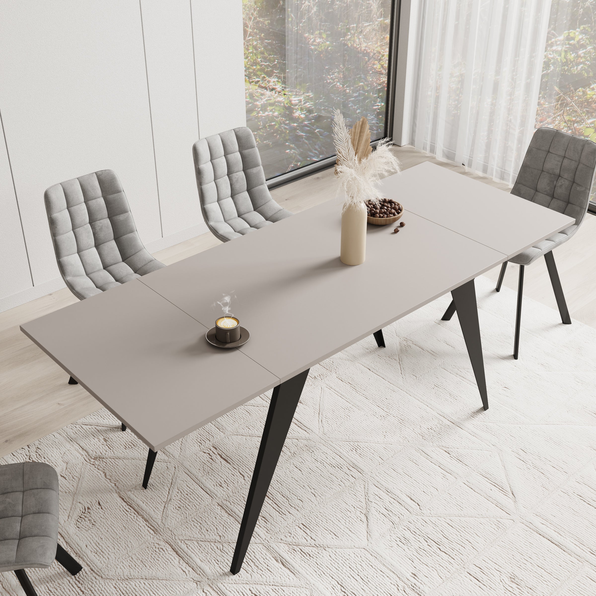 Xyra - Salontafel uitschuifbaar tot eettafel - Beige - 90x70x45 cm