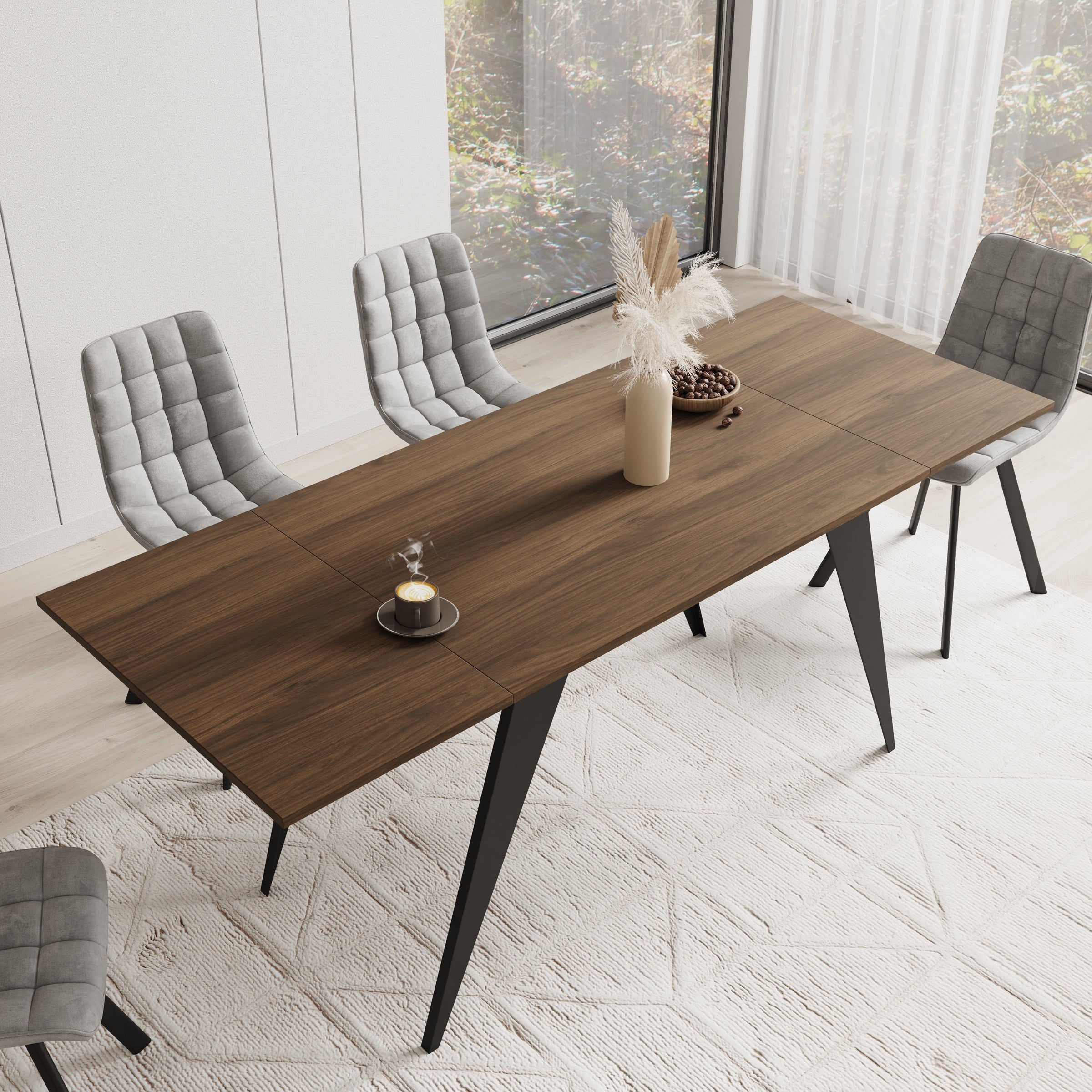 Xyra - Salontafel uitschuifbaar tot eettafel - Donker eikenpatroon - 90x70x45 cm