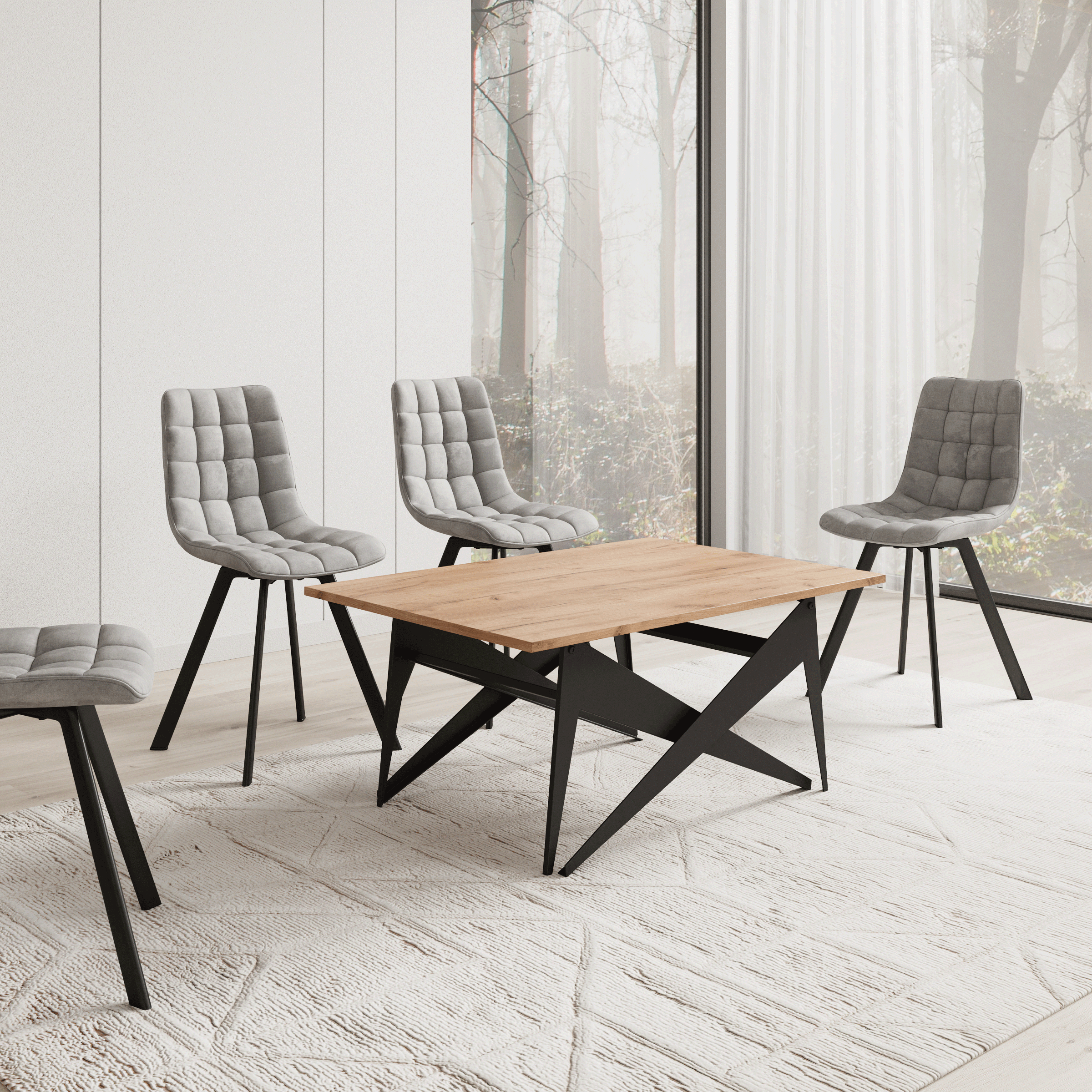 Xyra - Salontafel uitschuifbaar tot eettafel - Eikenpatroon - 90x70x45 cm