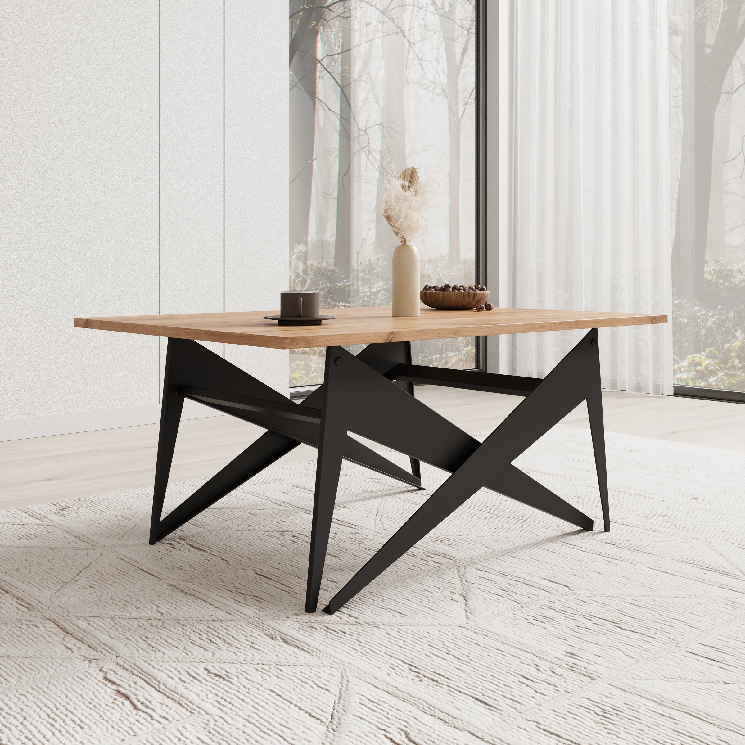 Xyra - Salontafel uitschuifbaar tot eettafel - Eikenpatroon - 90x70x45 cm