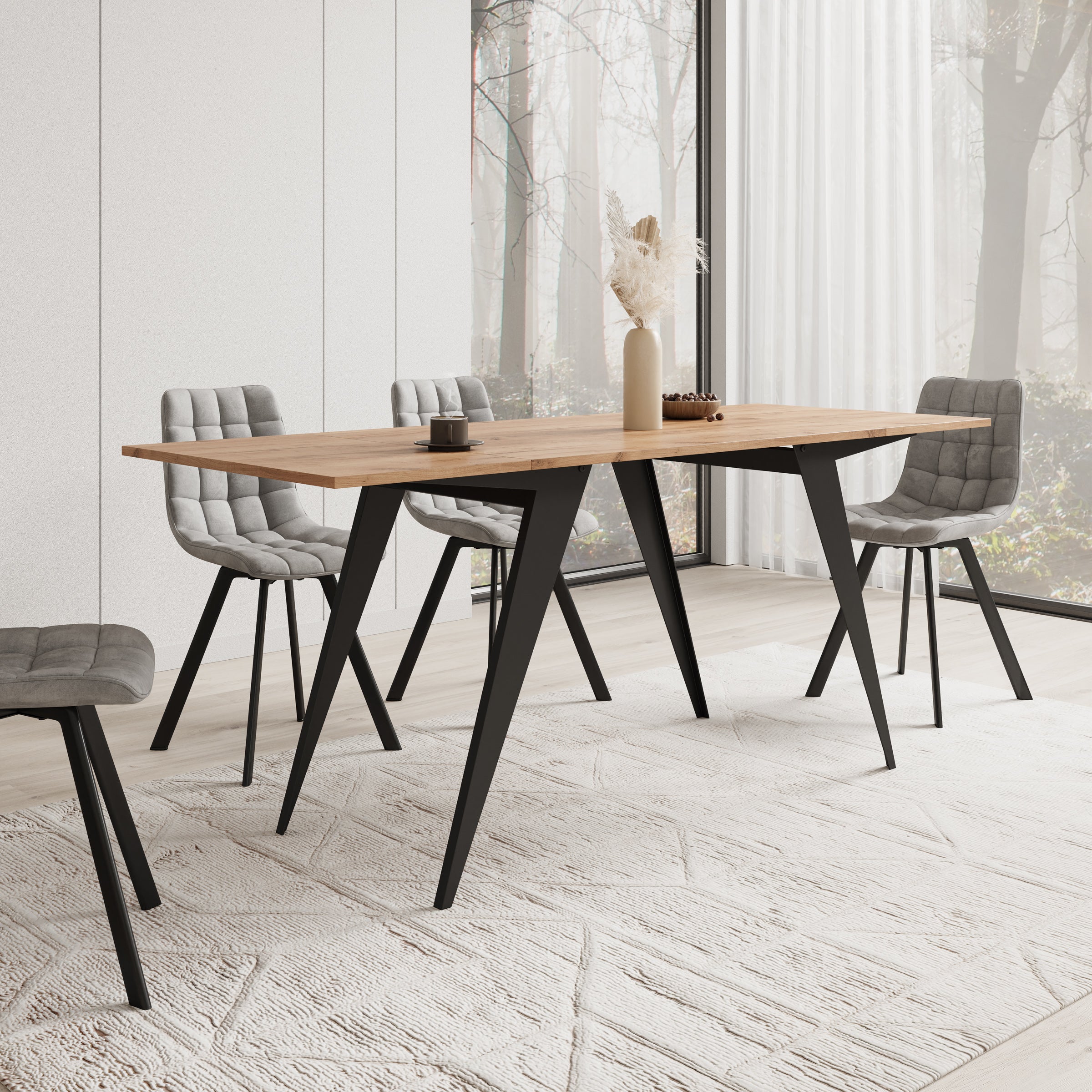 Xyra - Salontafel uitschuifbaar tot eettafel - Eikenpatroon - 90x70x45 cm