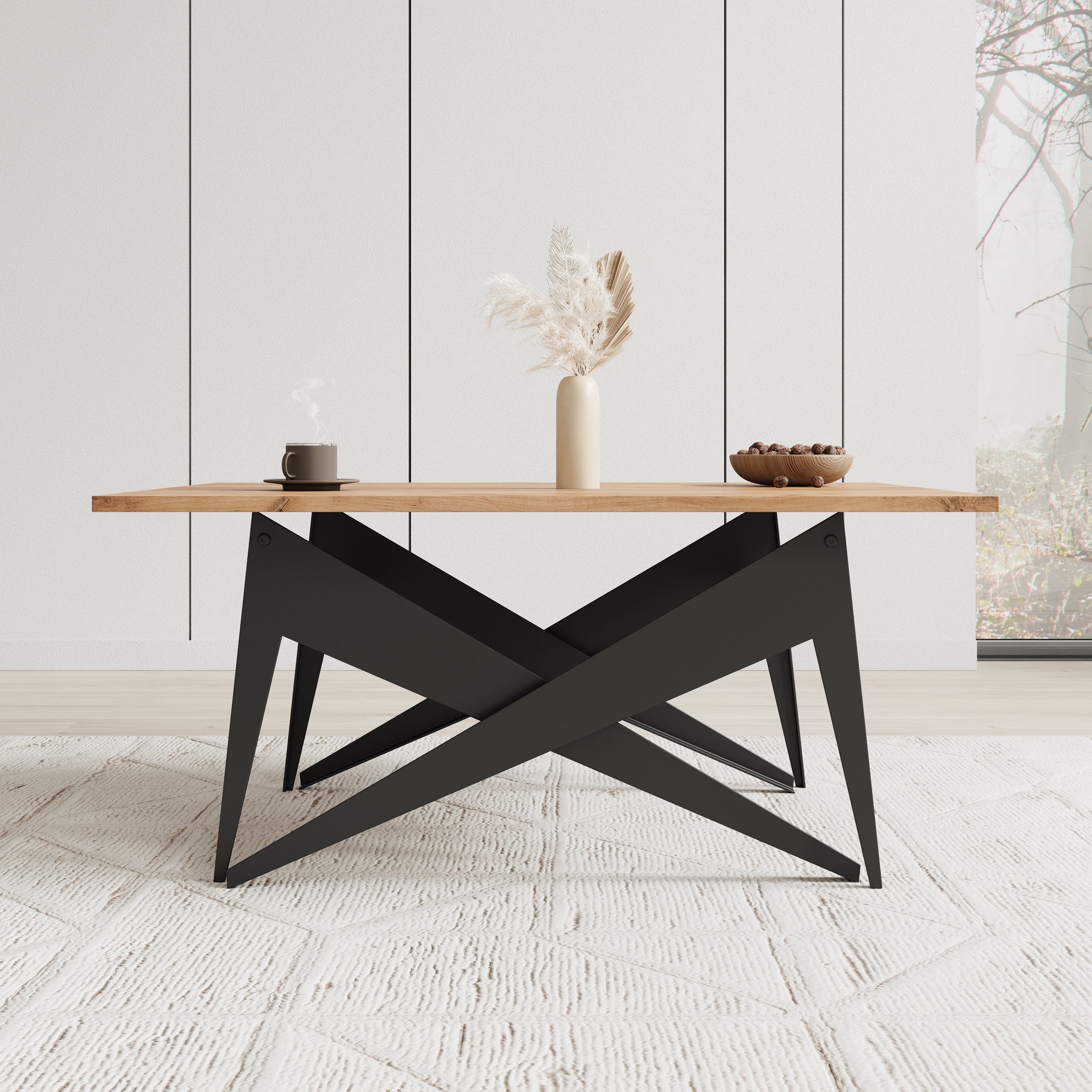 Xyra - Salontafel uitschuifbaar tot eettafel - Eikenpatroon - 90x70x45 cm