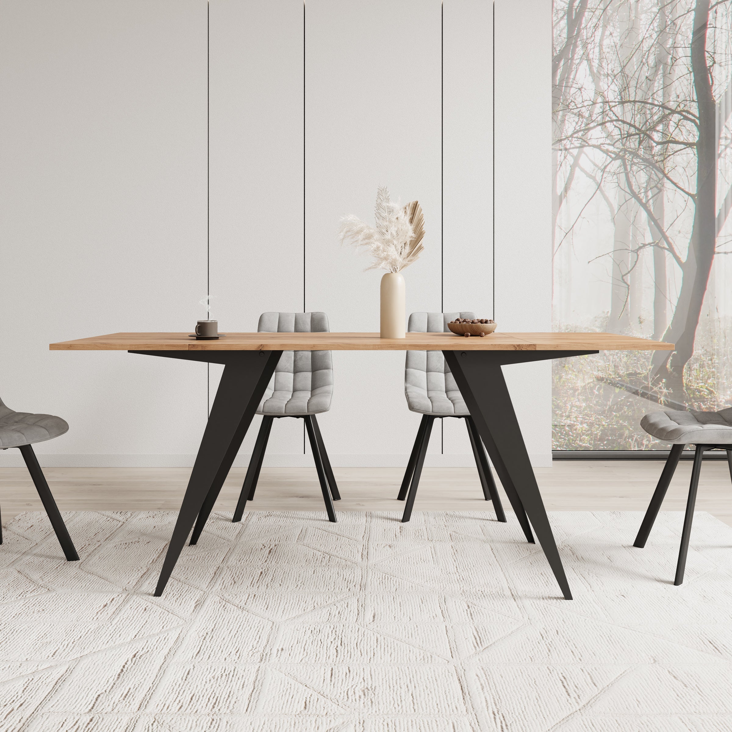 Xyra - Salontafel uitschuifbaar tot eettafel - Eikenpatroon - 90x70x45 cm