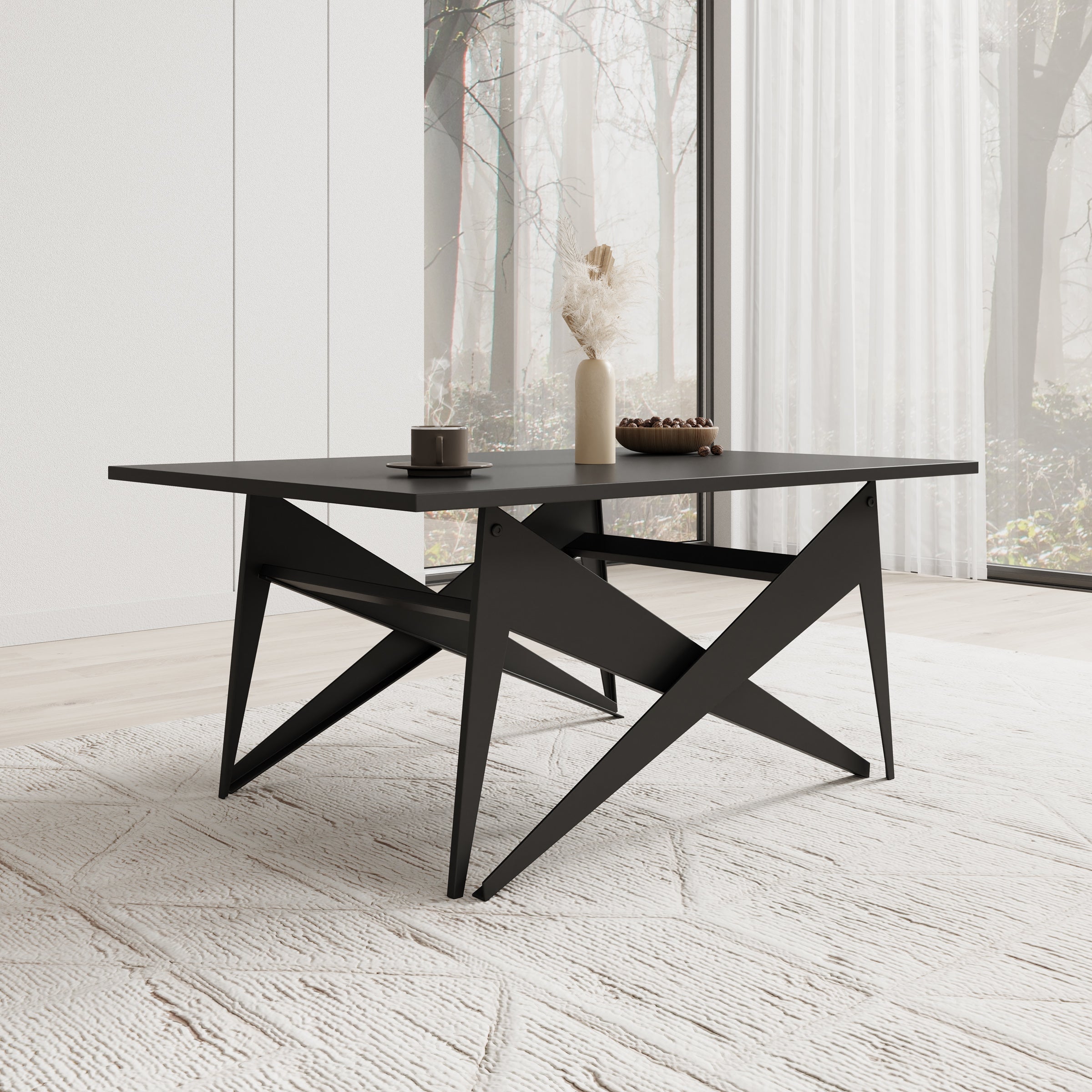 Xyra - Salontafel uitschuifbaar tot eettafel - Zwart - 90x70x45 cm