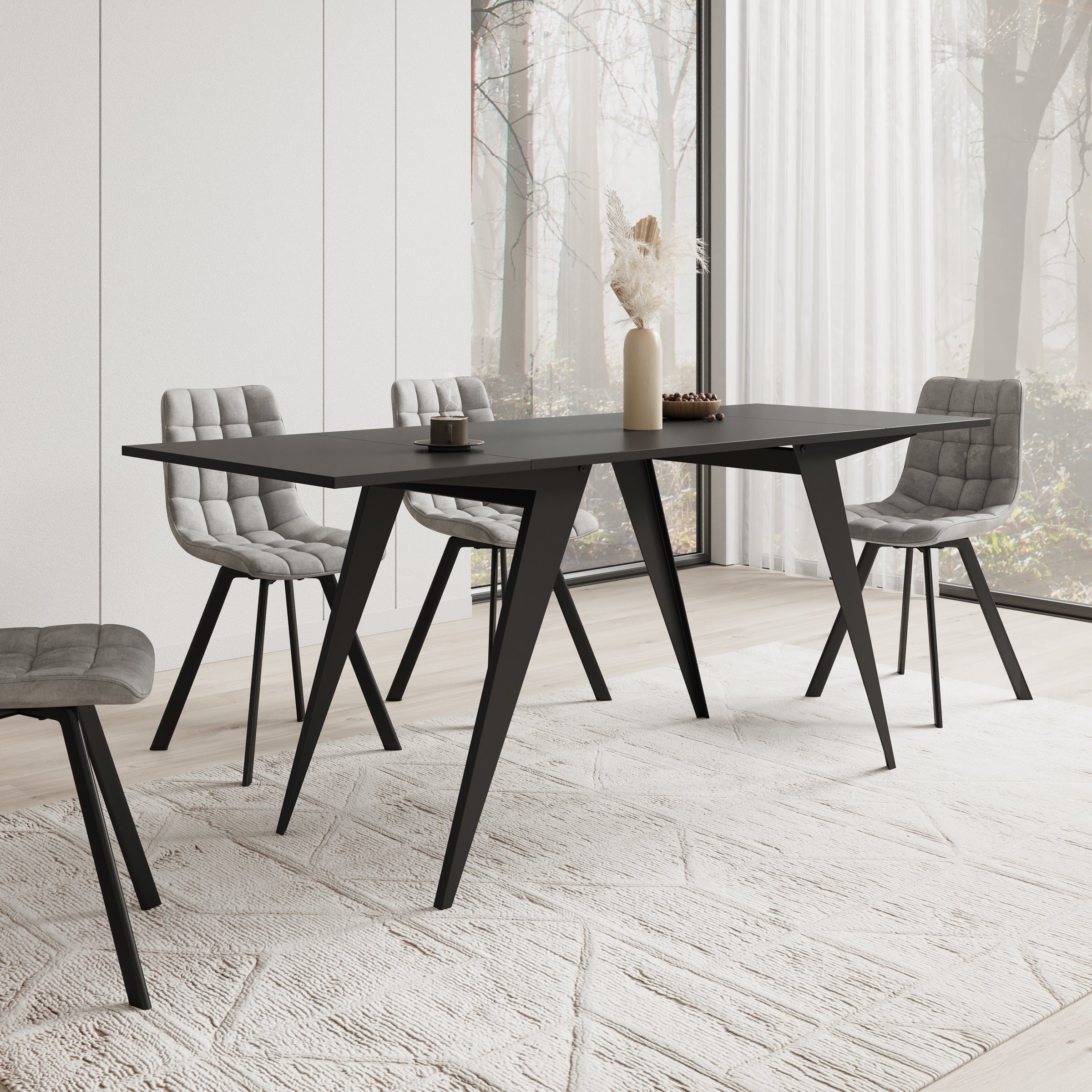 Xyra - Salontafel uitschuifbaar tot eettafel - Zwart - 90x70x45 cm