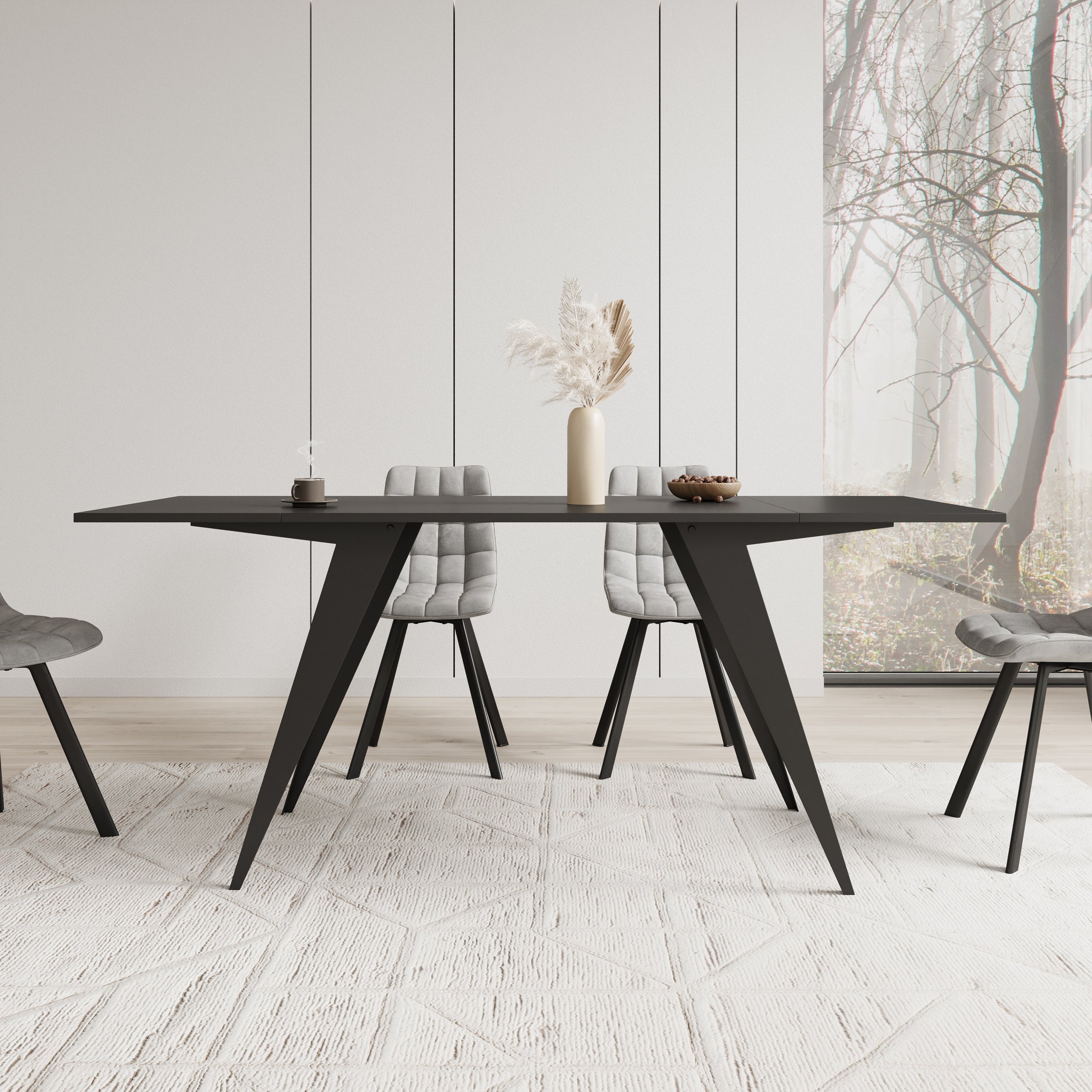Xyra - Salontafel uitschuifbaar tot eettafel - Zwart - 90x70x45 cm