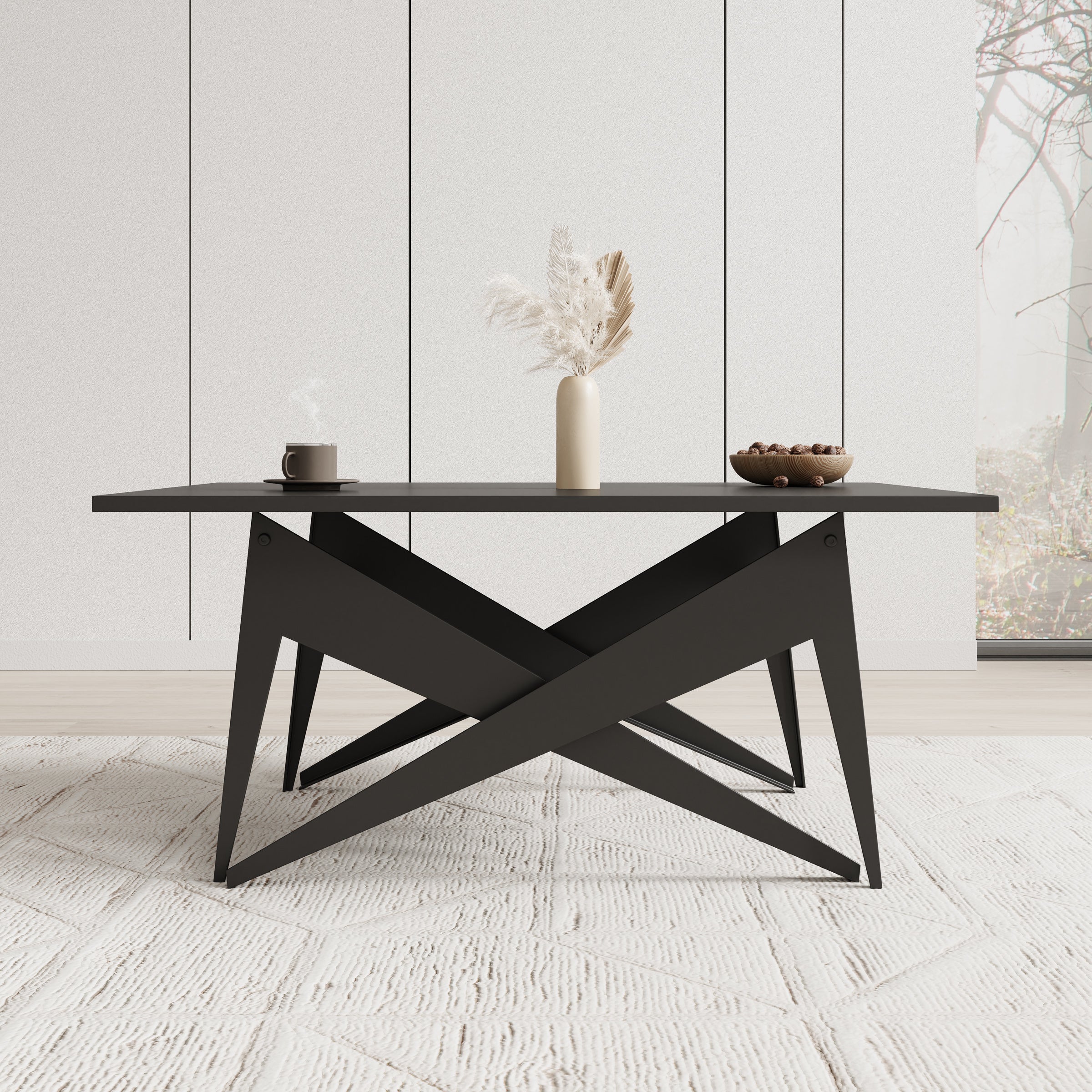 Xyra - Salontafel uitschuifbaar tot eettafel - Zwart - 90x70x45 cm