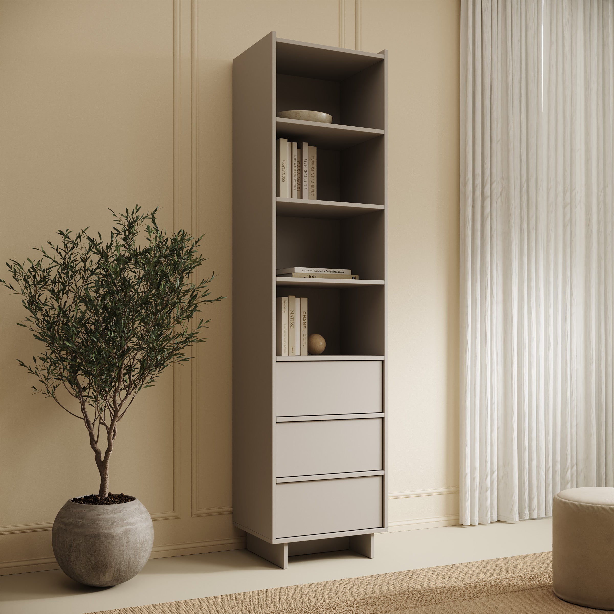 Yarrow - Boekenkast - Beige - 50x39x201 cm