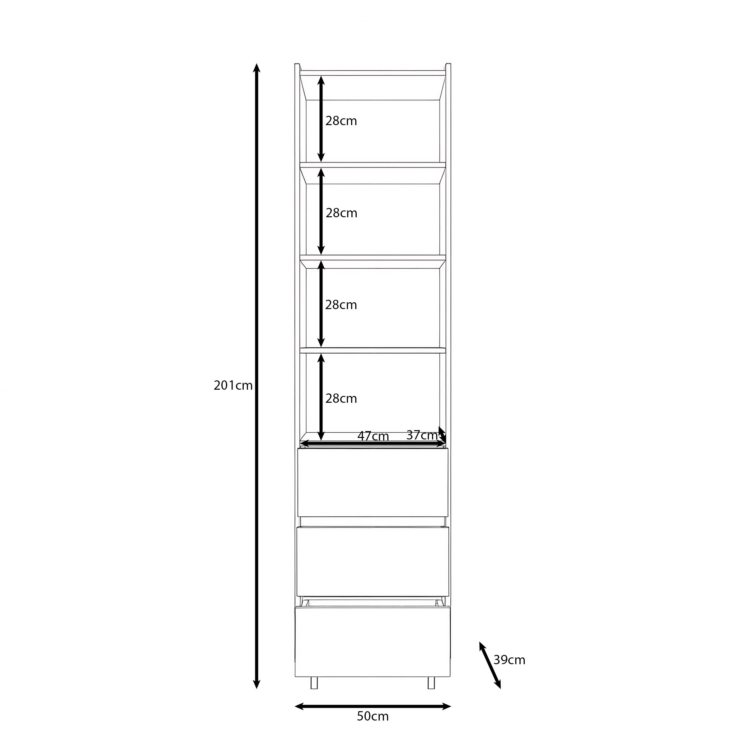 Yarrow - Boekenkast - Beige - 50x39x201 cm