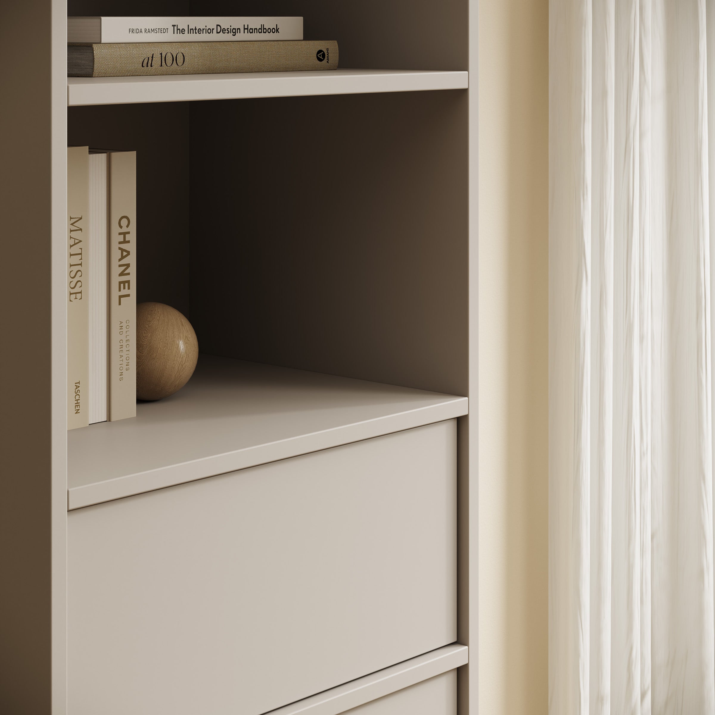 Yarrow - Boekenkast - Beige - 50x39x201 cm