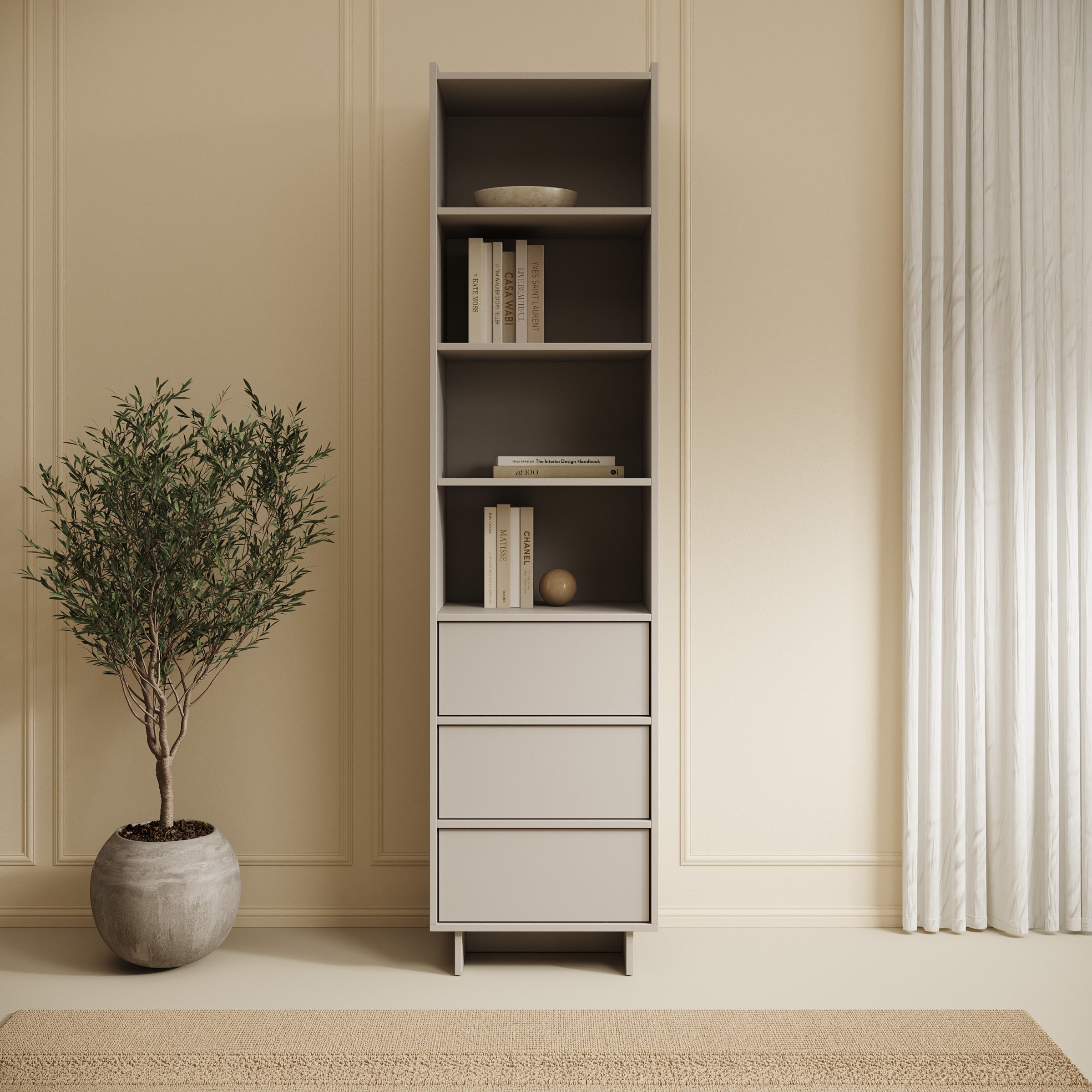 Yarrow - Boekenkast - Beige - 50x39x201 cm