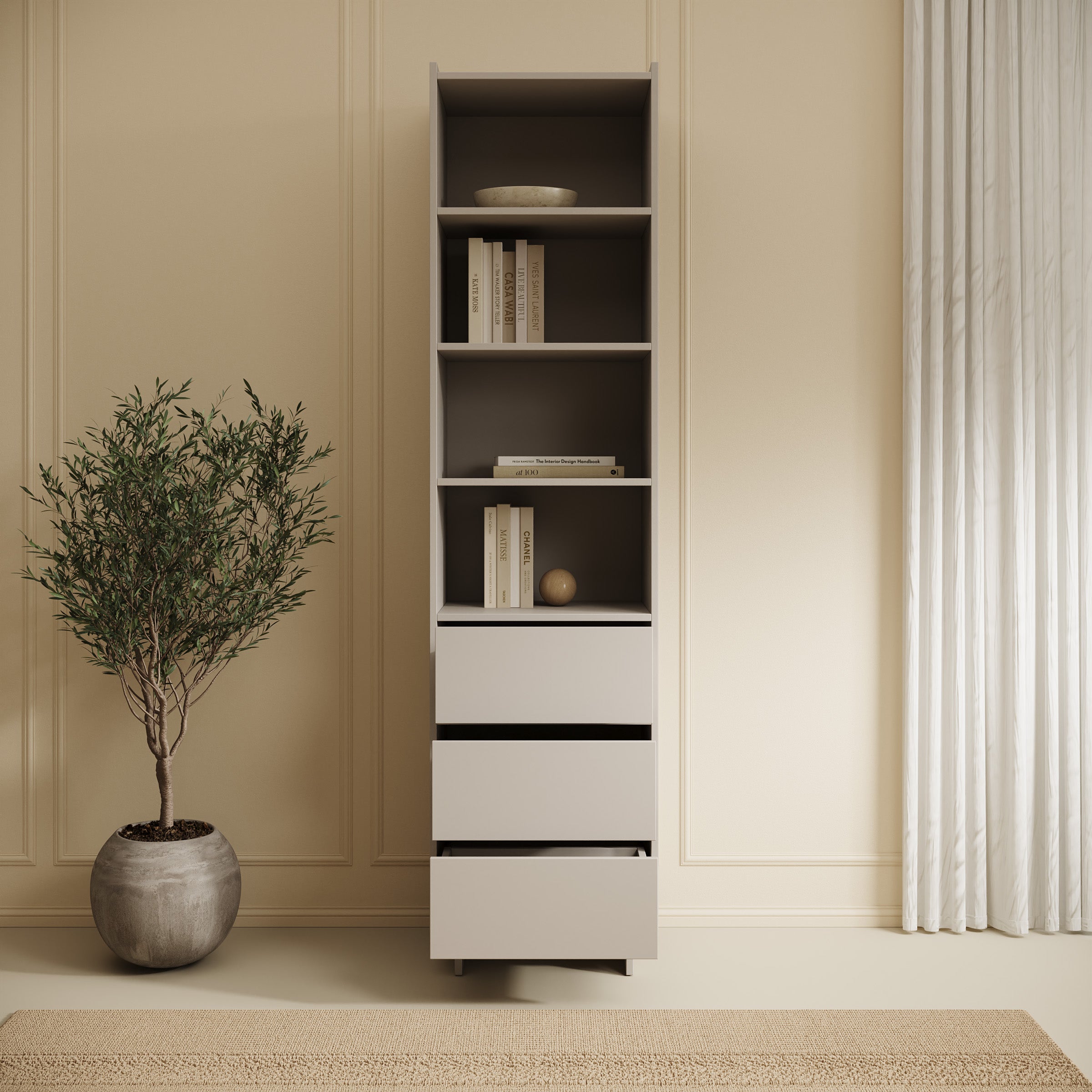 Yarrow - Boekenkast - Beige - 50x39x201 cm