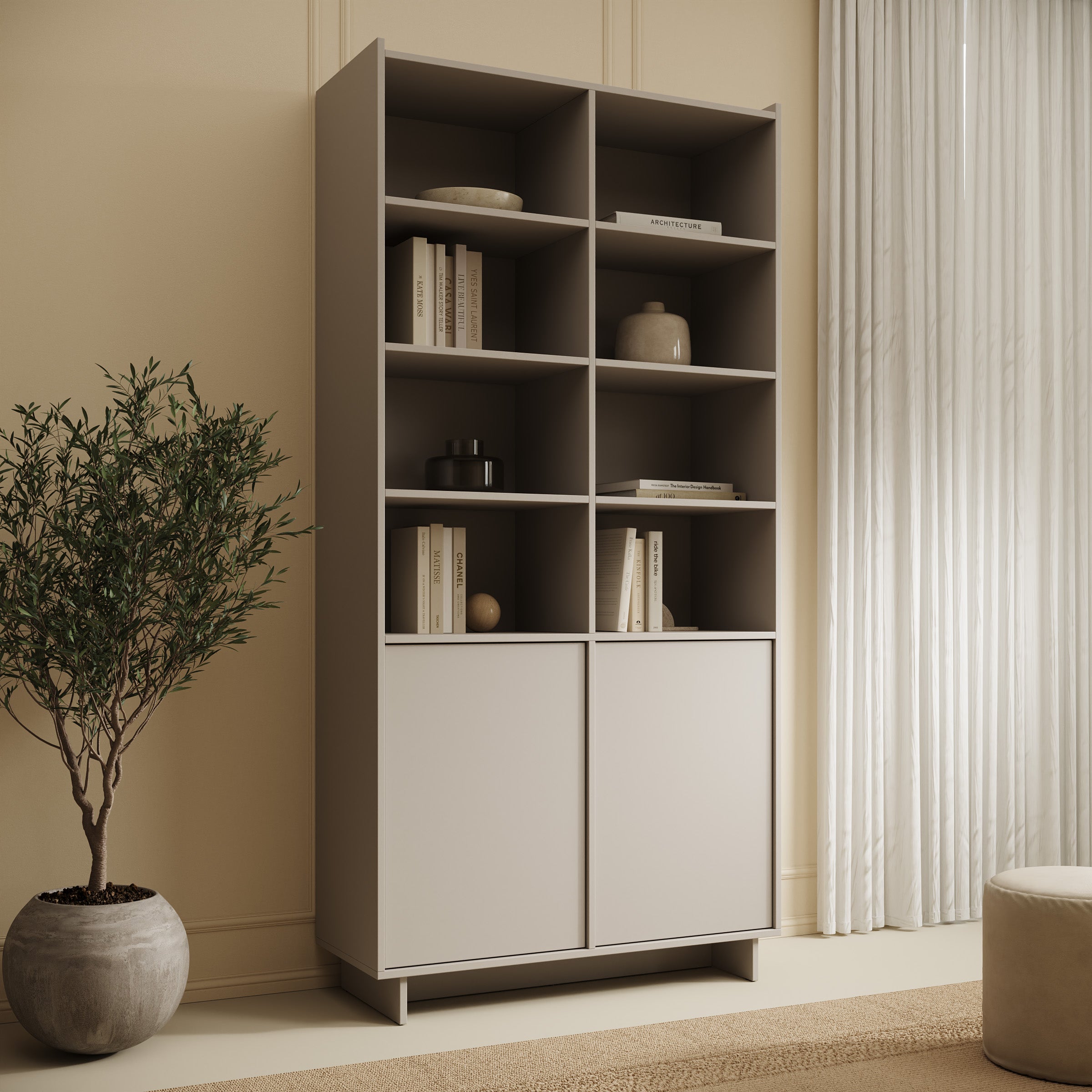Yarrow - Boekenkast - Beige - 98x39x201 cm