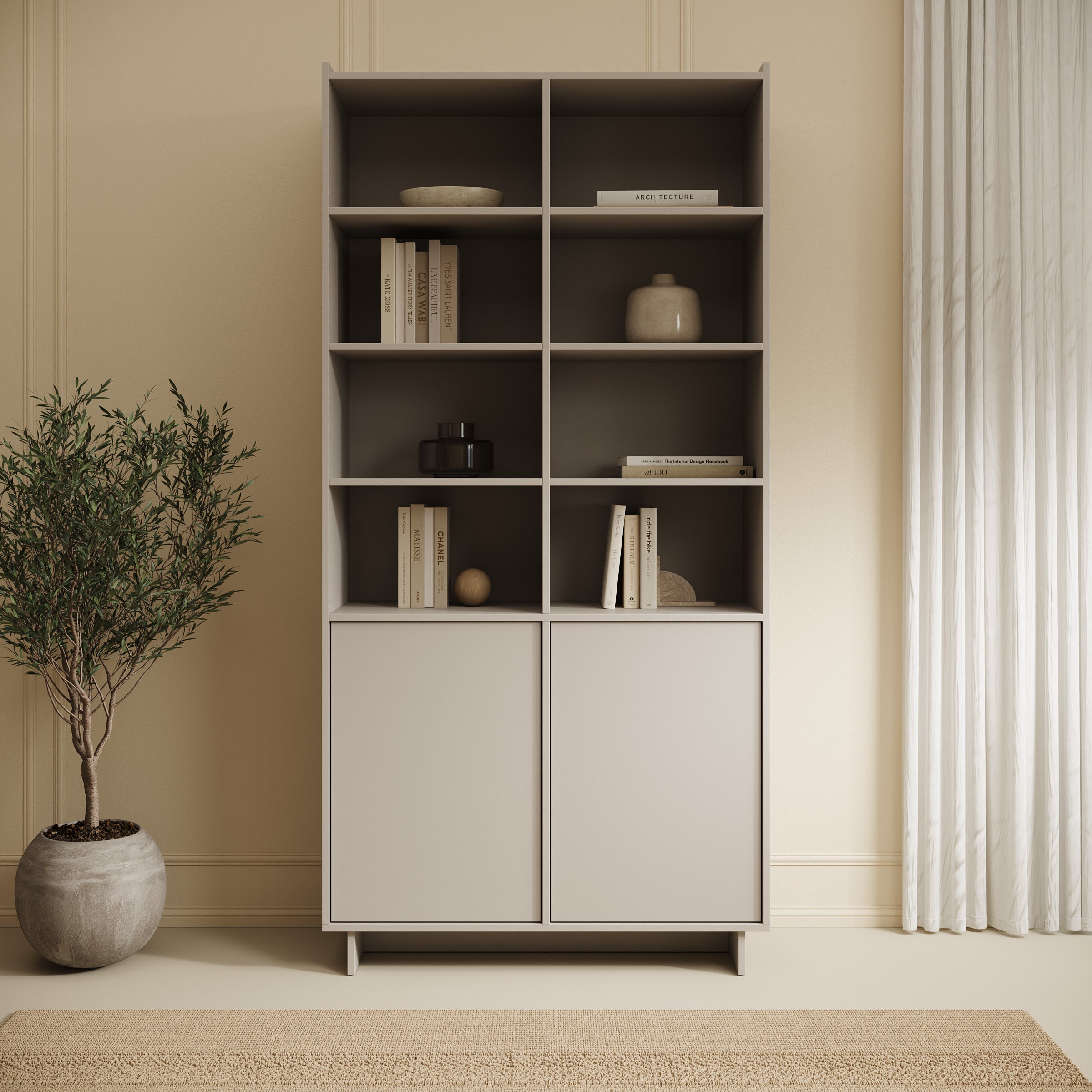 Yarrow - Boekenkast - Beige - 98x39x201 cm