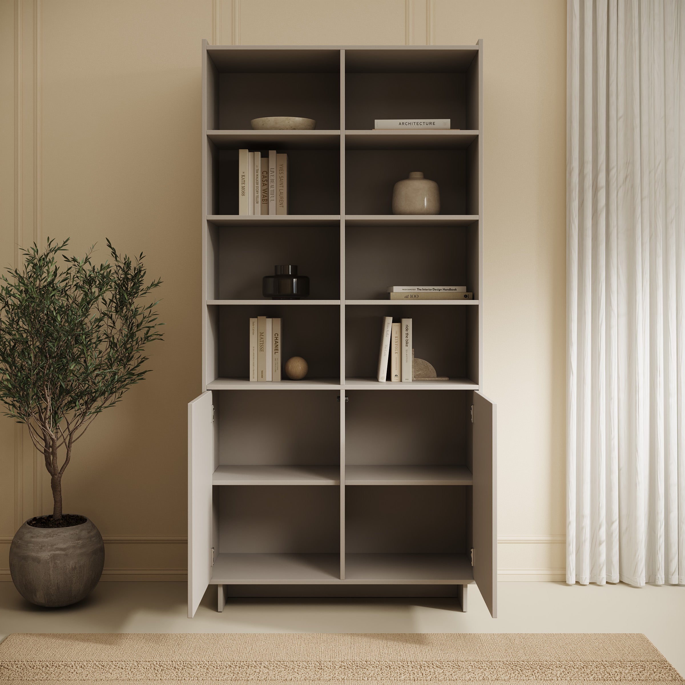Yarrow - Boekenkast - Beige - 98x39x201 cm