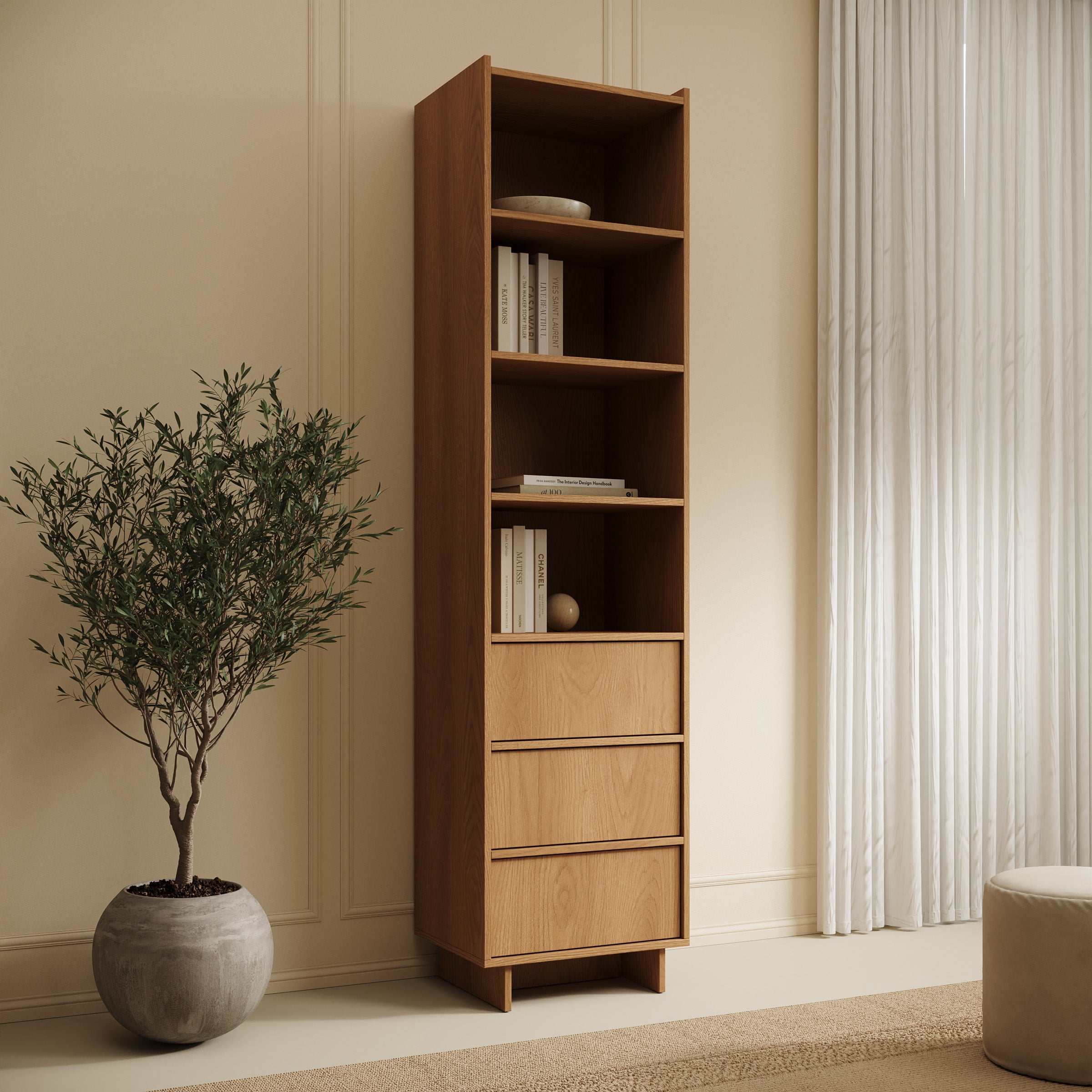 Yarrow - Boekenkast - Eikenpatroon - 50x39x201 cm