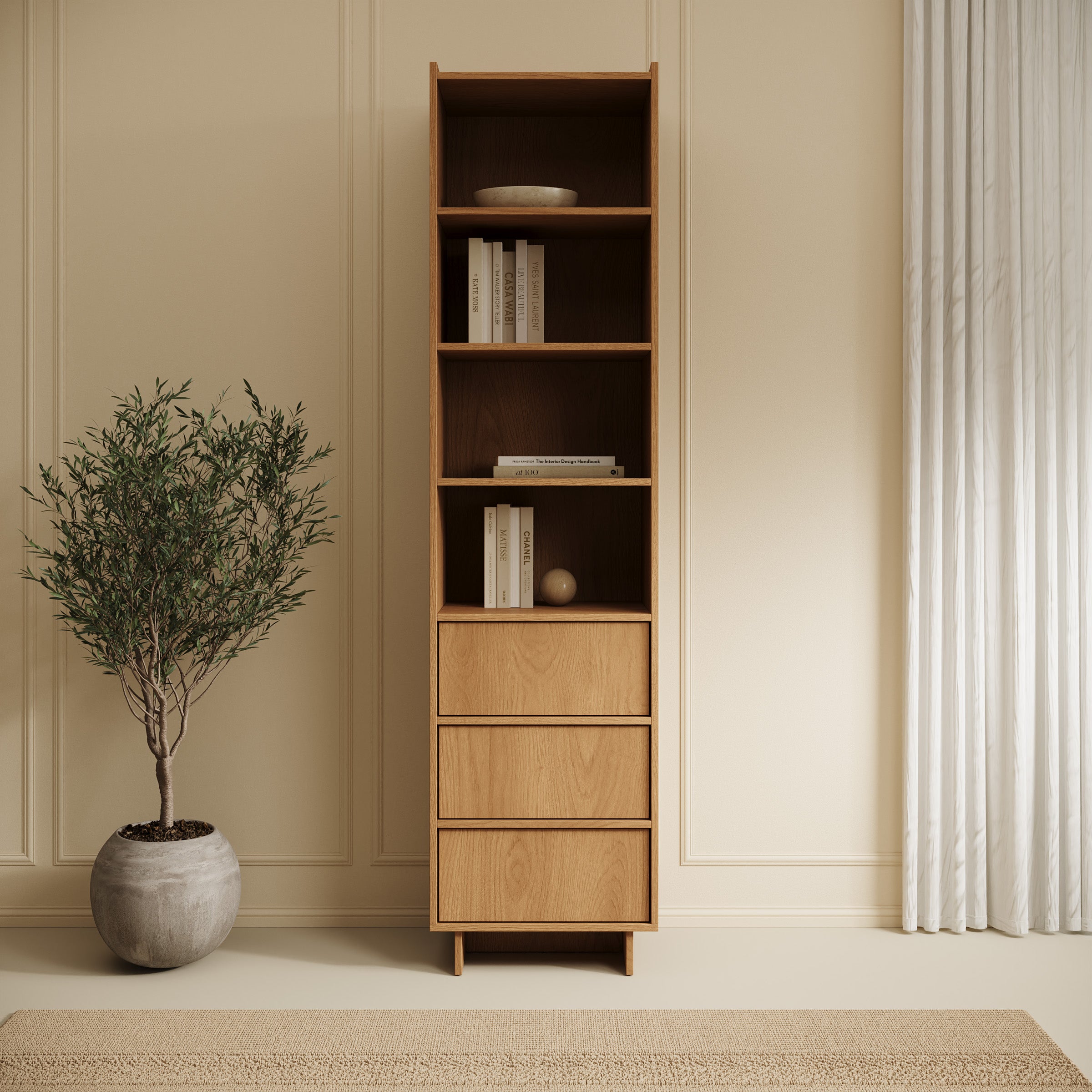 Yarrow - Boekenkast - Eikenpatroon - 50x39x201 cm