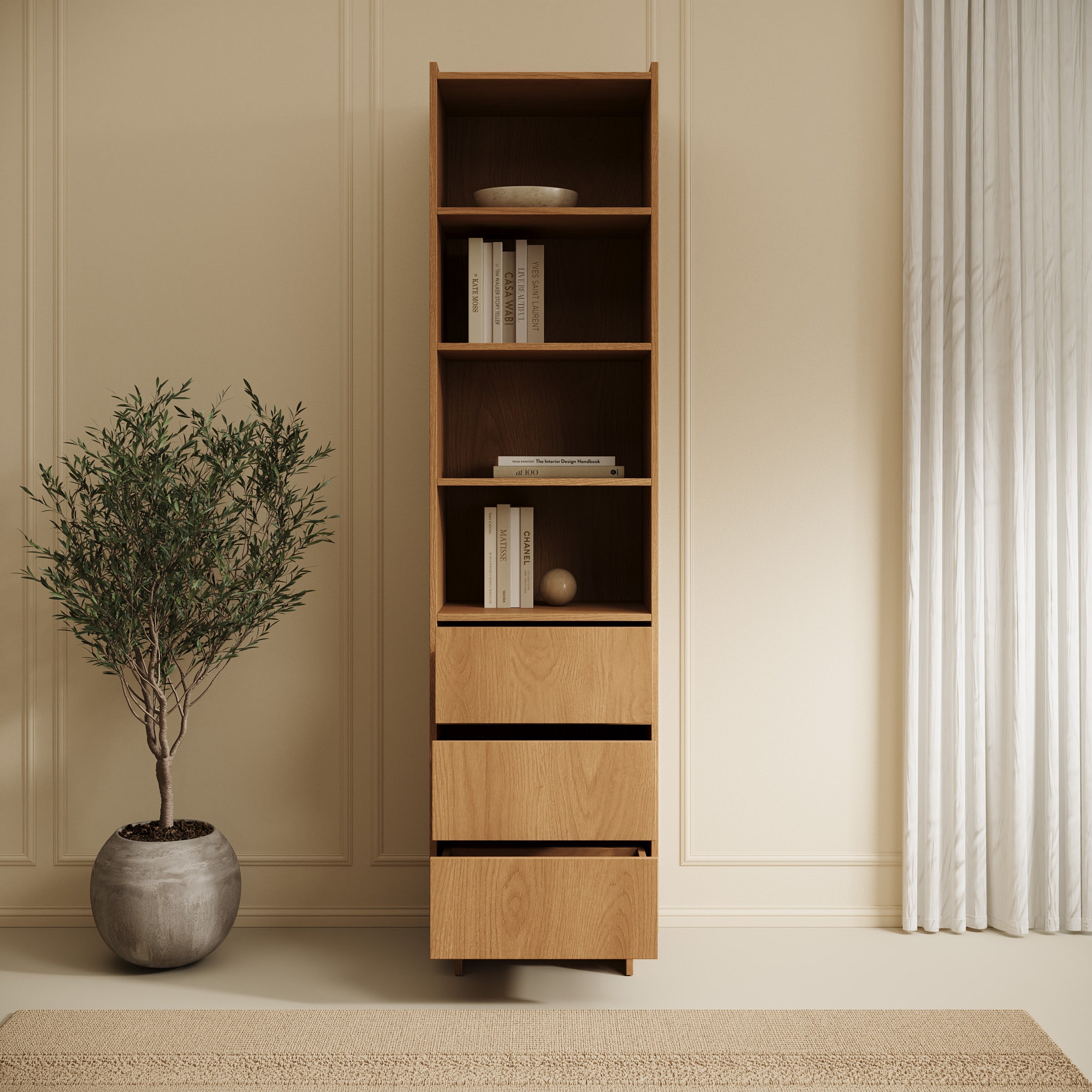 Yarrow - Boekenkast - Eikenpatroon - 50x39x201 cm