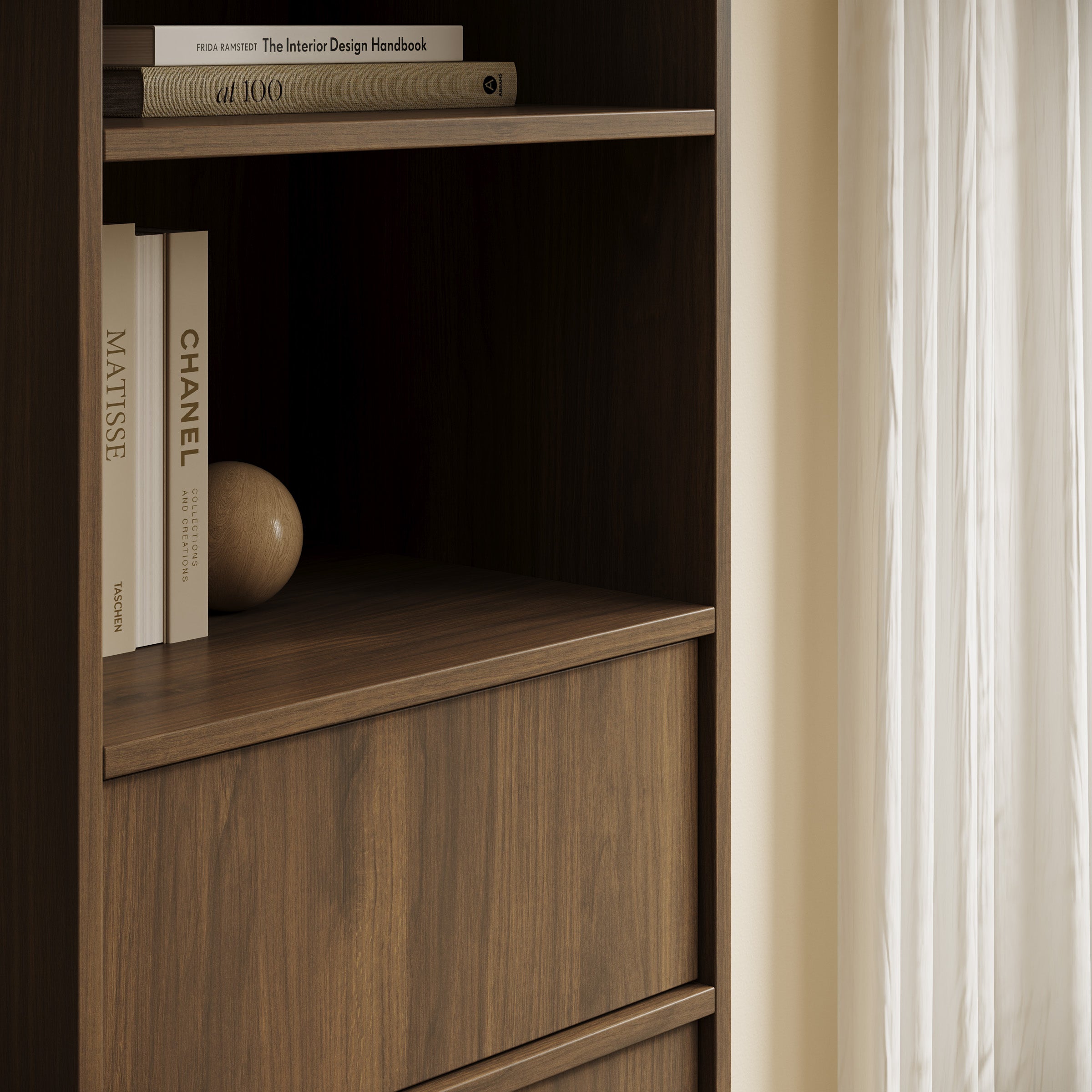 Yarrow - Boekenkast - Walnootpatroon - 50x39x201 cm