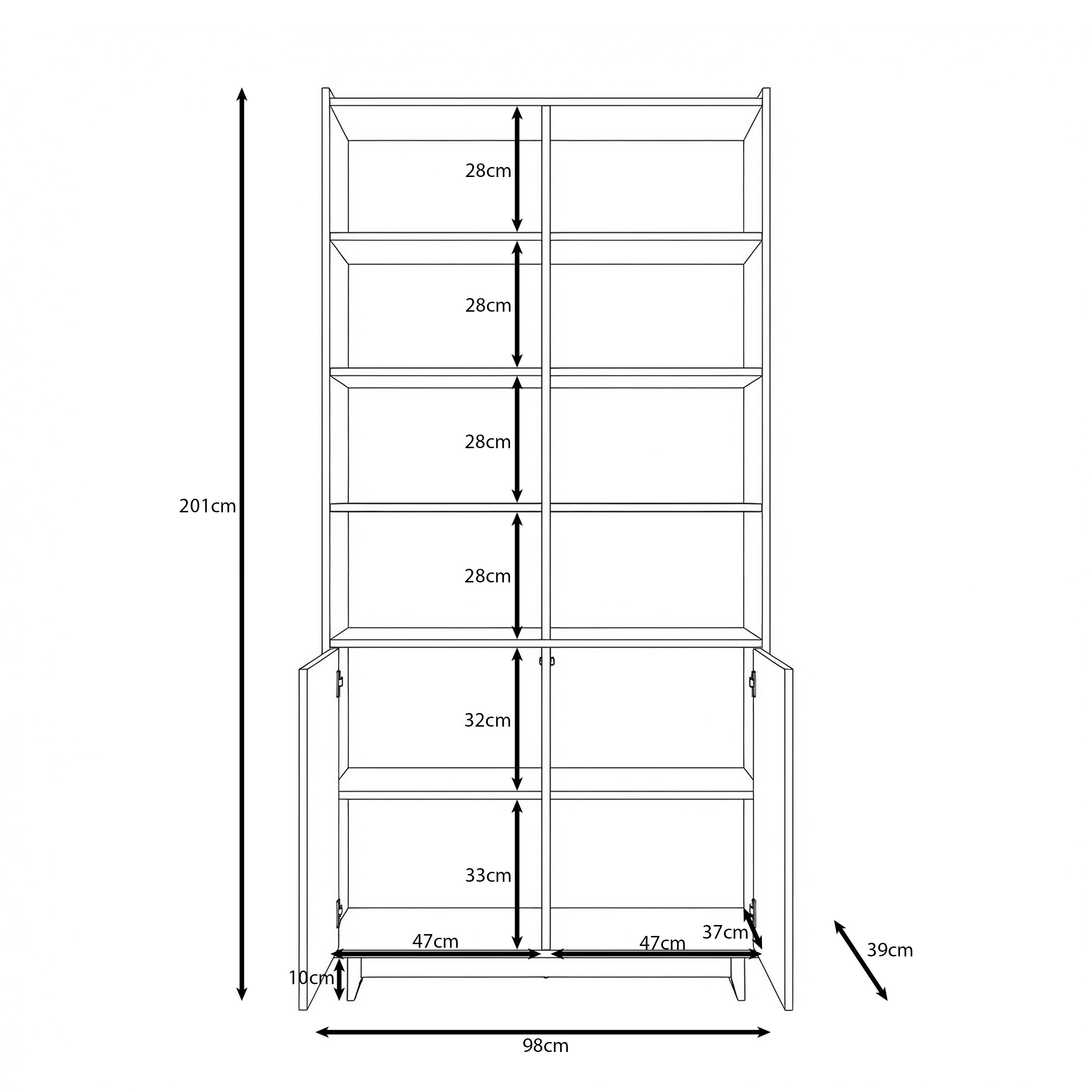 Yarrow - Boekenkast - Walnootpatroon - 98x39x201 cm