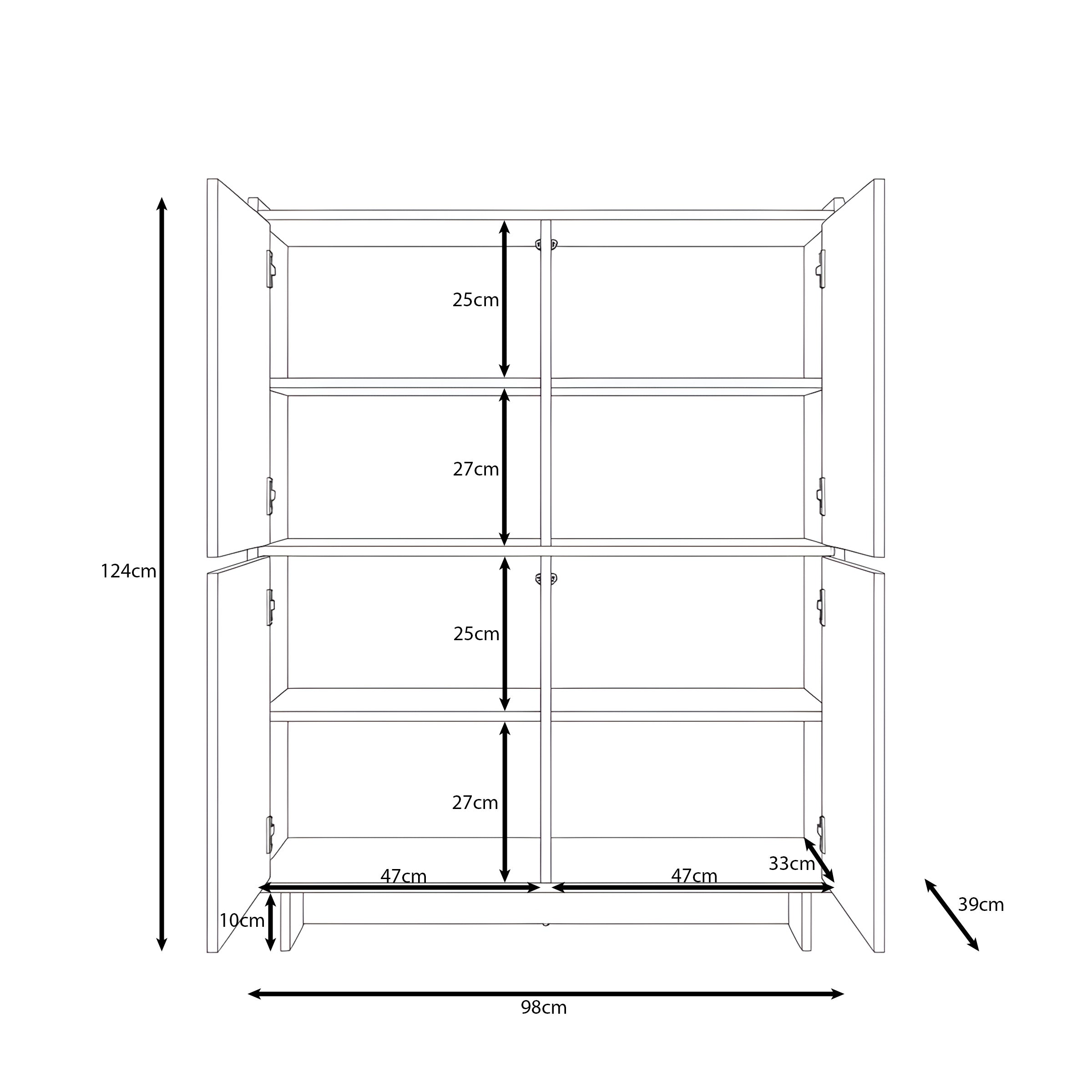 Yarrow - Dressoir - Eikenpatroon - 98x39x124 cm