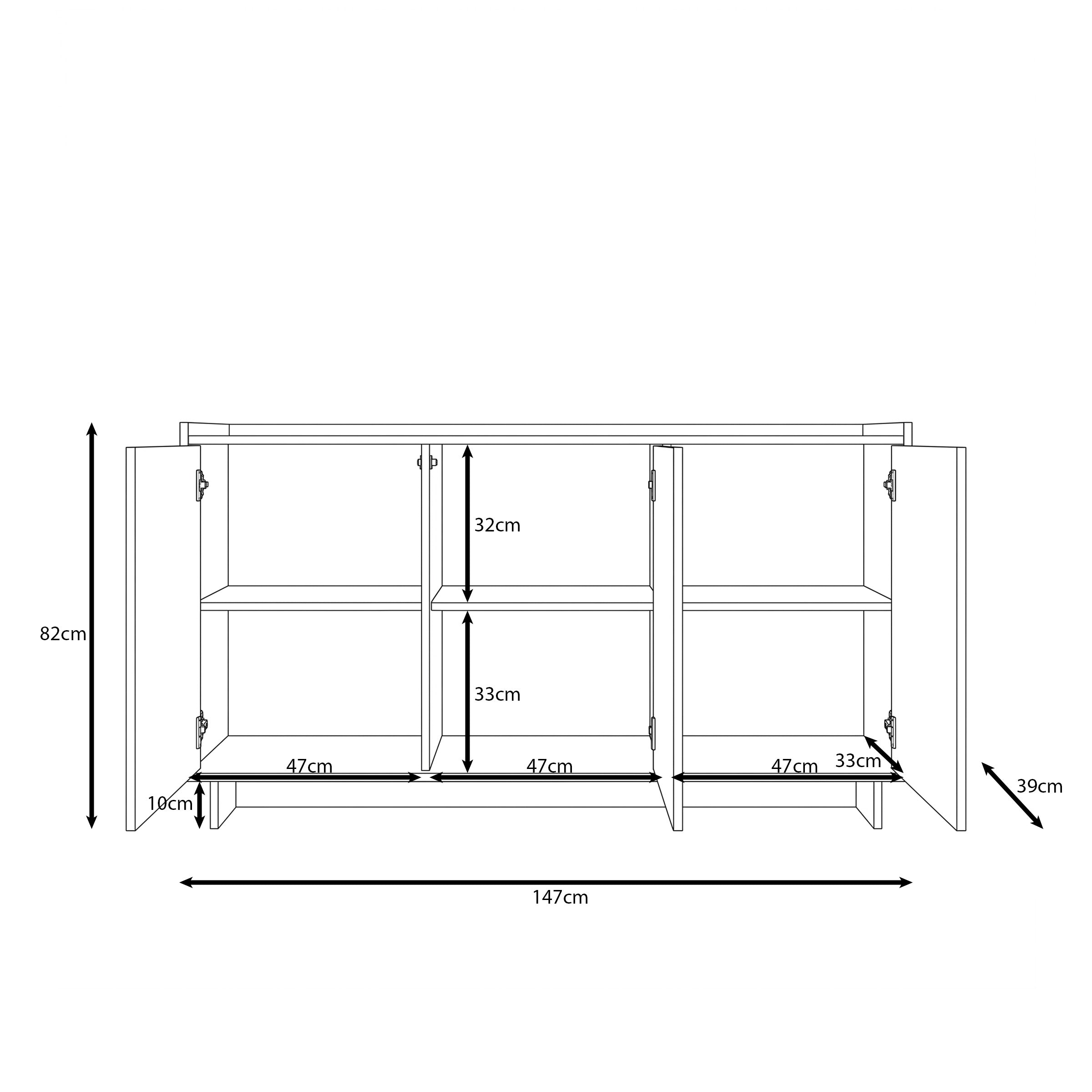 Yarrow - Dressoir - Walnootpatroon - 147x39x82 cm